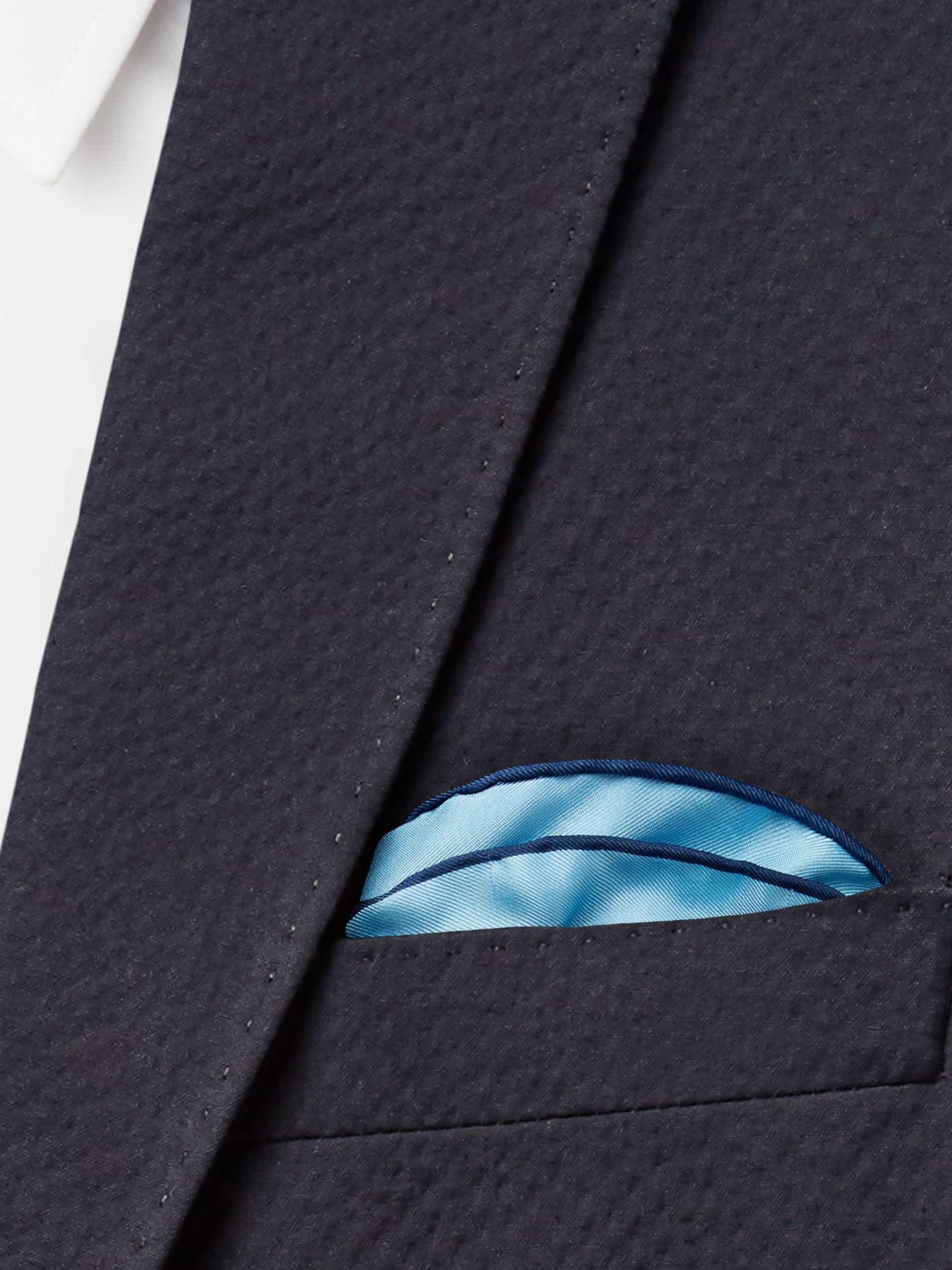 EMMA WILLIS Contrast-Tipped Silk-Twill Pocket Square