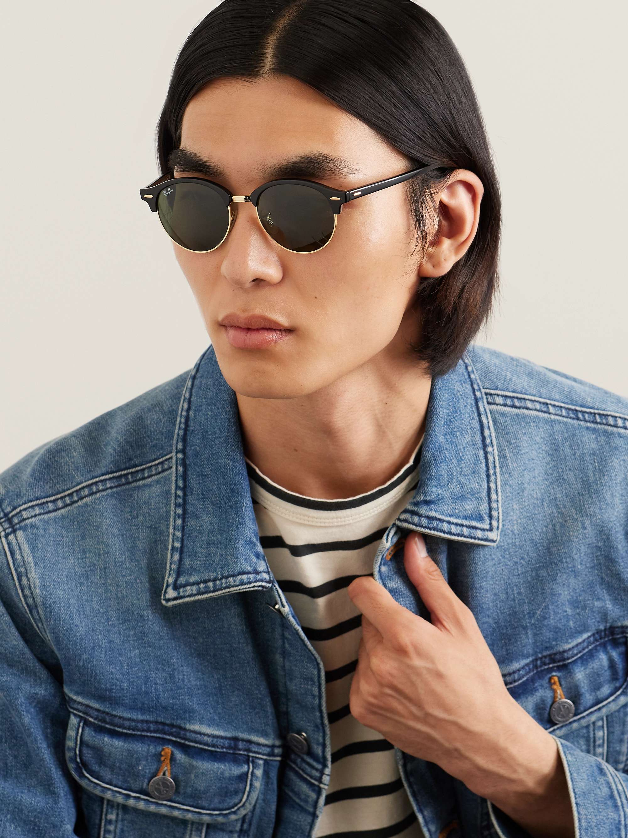 RAY-BAN Clubmaster Round-Frame Acetate and Gold-Tone Sunglasses for Men |  MR PORTER