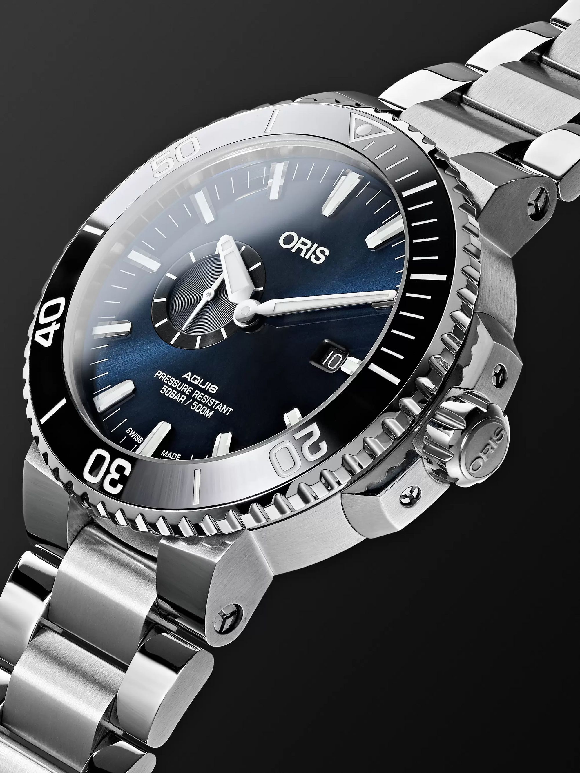 ORIS Aquis Small Second Date Automatic 45.5mm Stainless Steel Watch, Ref. No. 01 743 7733 4135-07 8 24 05PEB