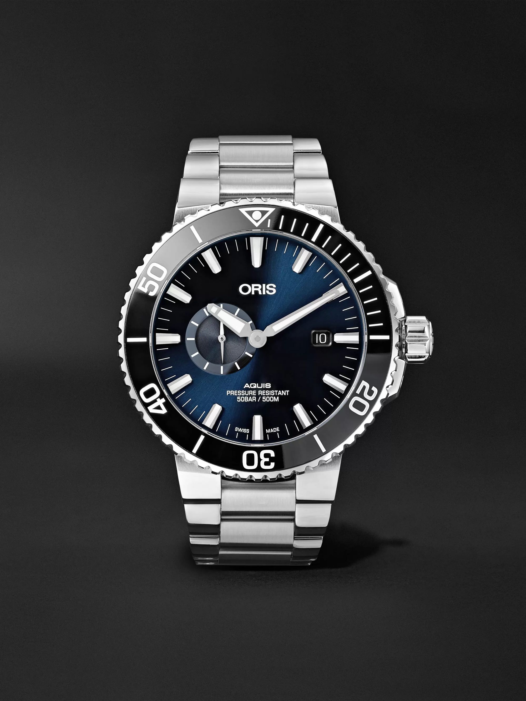 ORIS Aquis Small Second Date Automatic 45.5mm Stainless Steel Watch, Ref. No. 01 743 7733 4135-07 8 24 05PEB
