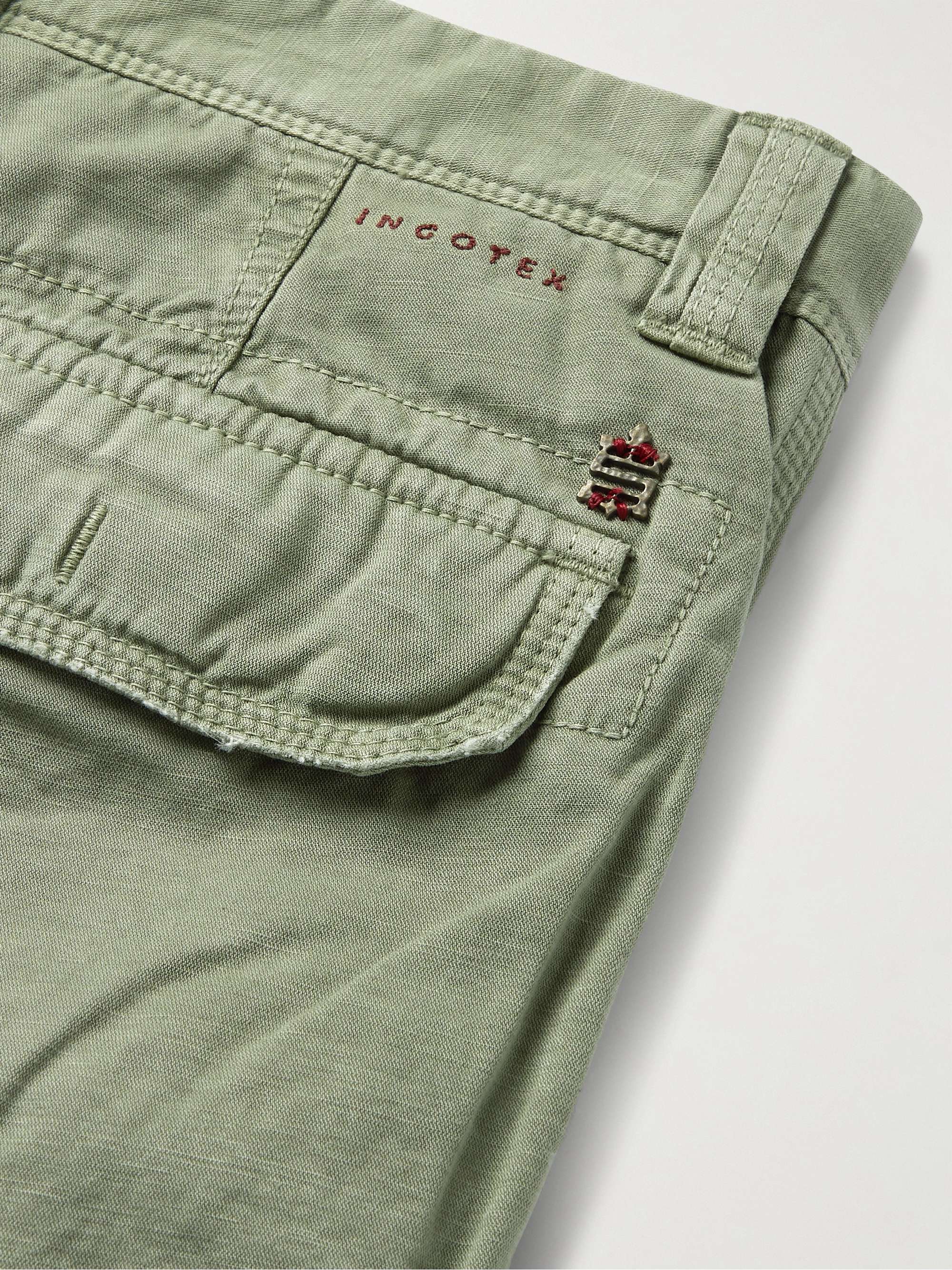 INCOTEX Washed Cotton and Linen-Blend Cargo Shorts