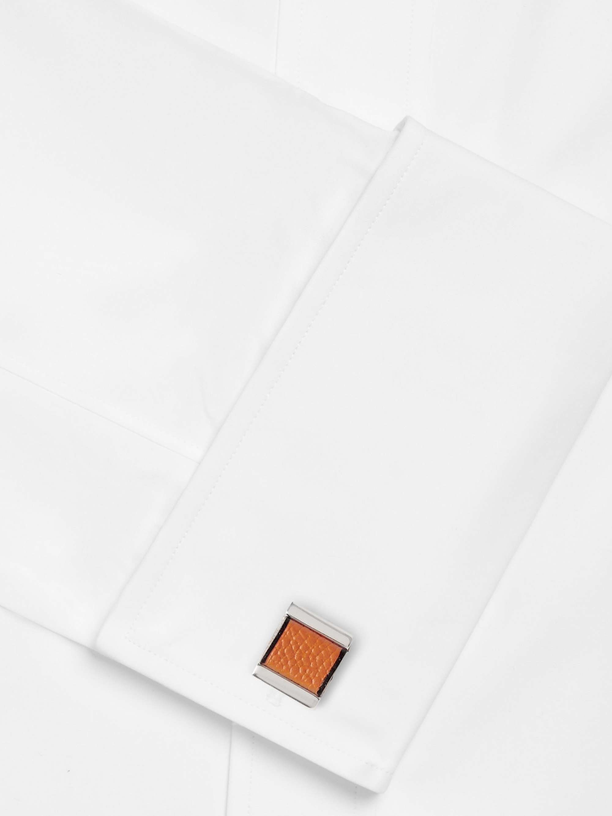 VALEXTRA Interchangeable Sterling Silver and Pebble-Grain Leather Cufflinks