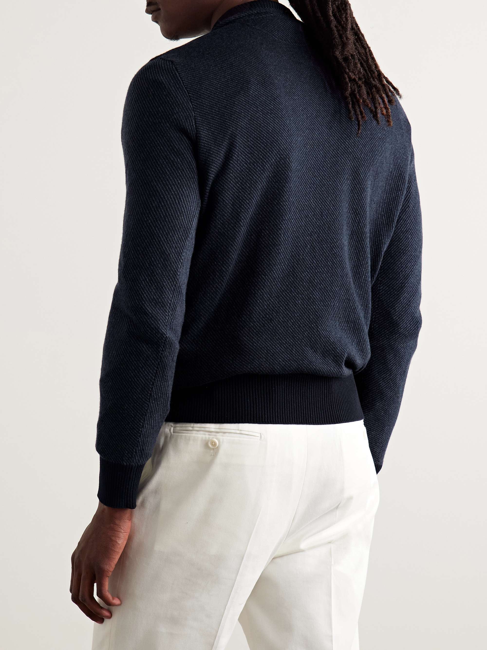 LORO PIANA Roadster Striped Cashmere Half-Zip Sweater