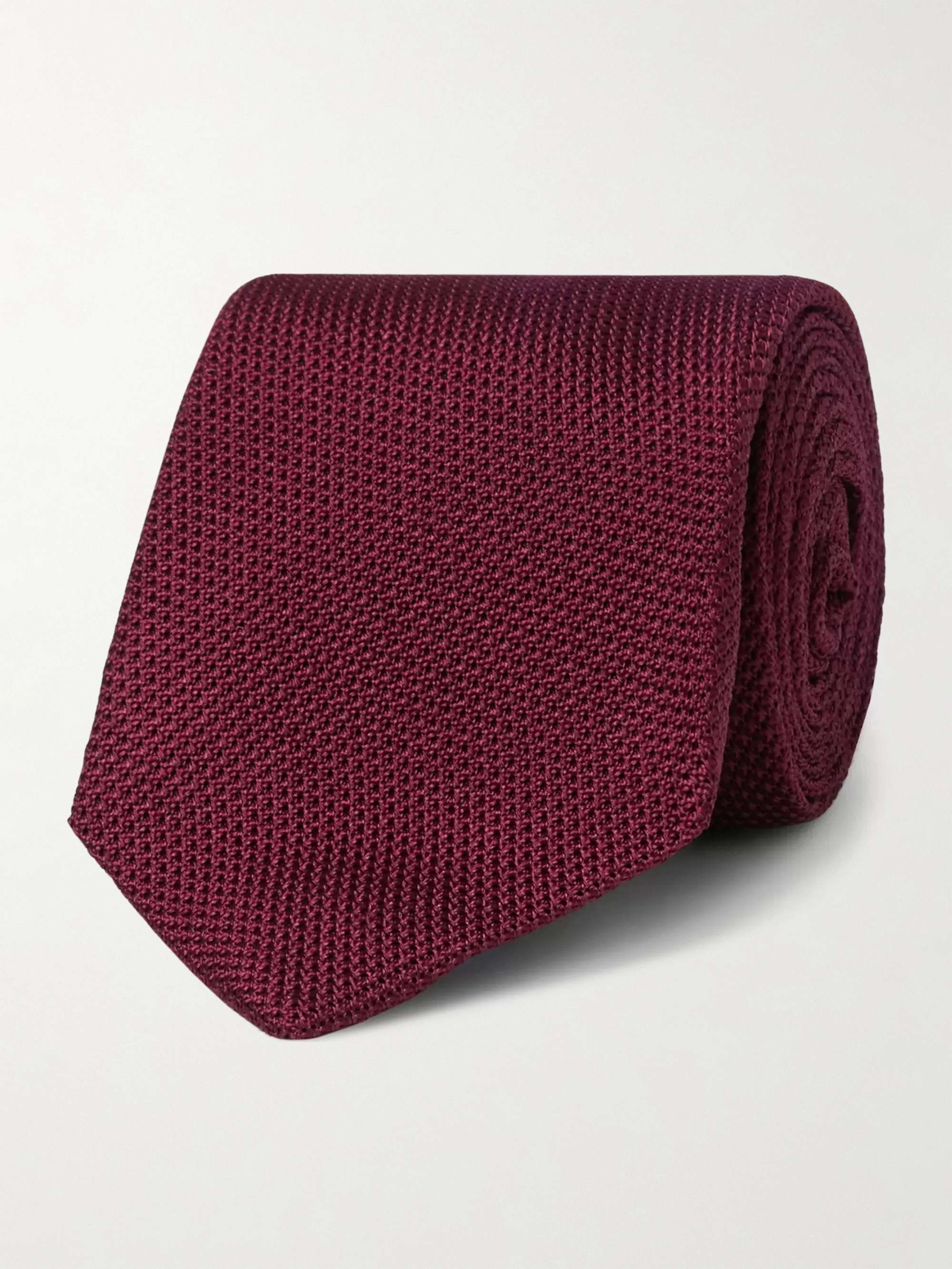 킹스맨 KINGSMAN + Drake's 8cm Silk-Grenadine Tie,Burgundy