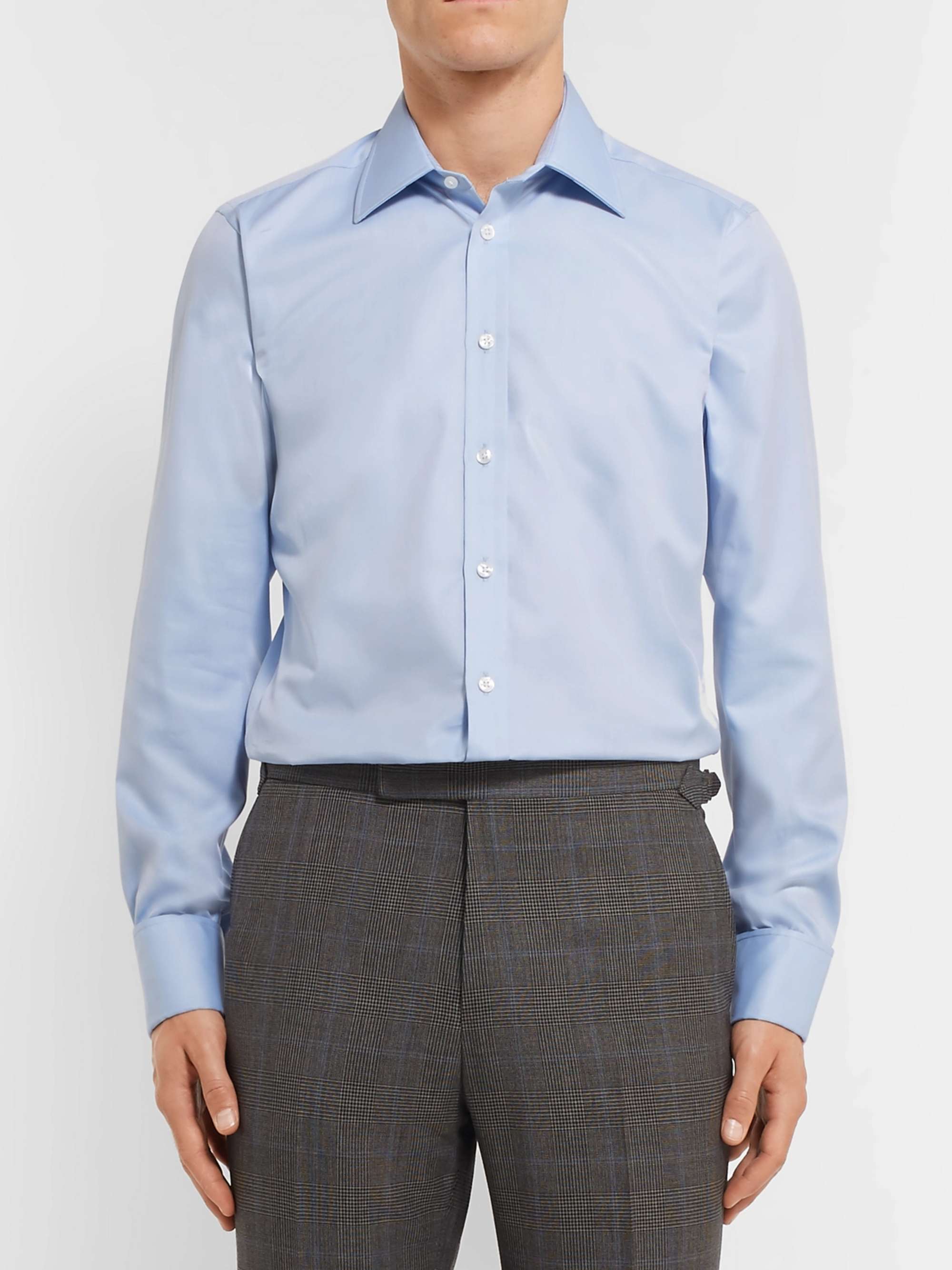 KINGSMAN + Turnbull & Asser Blue Double-Cuff Cotton-Twill Shirt