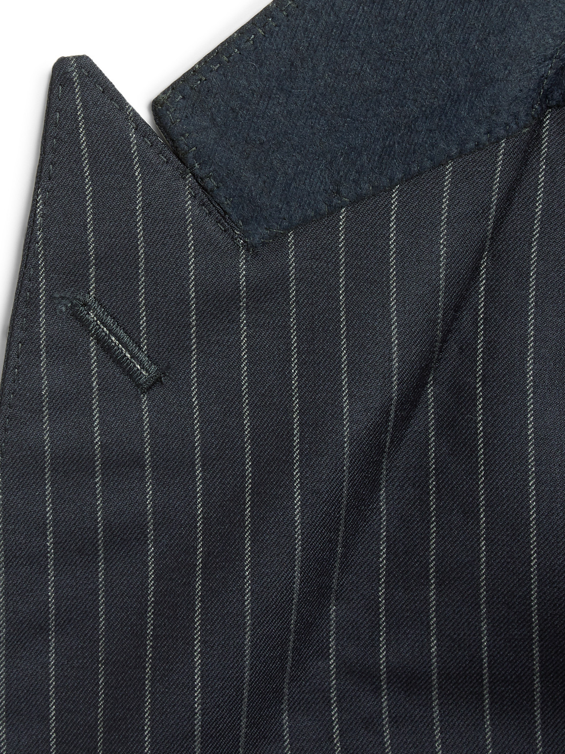 Shop Kingsman Harry's Navy Pinstriped Super 120s Wool Suit In Blue