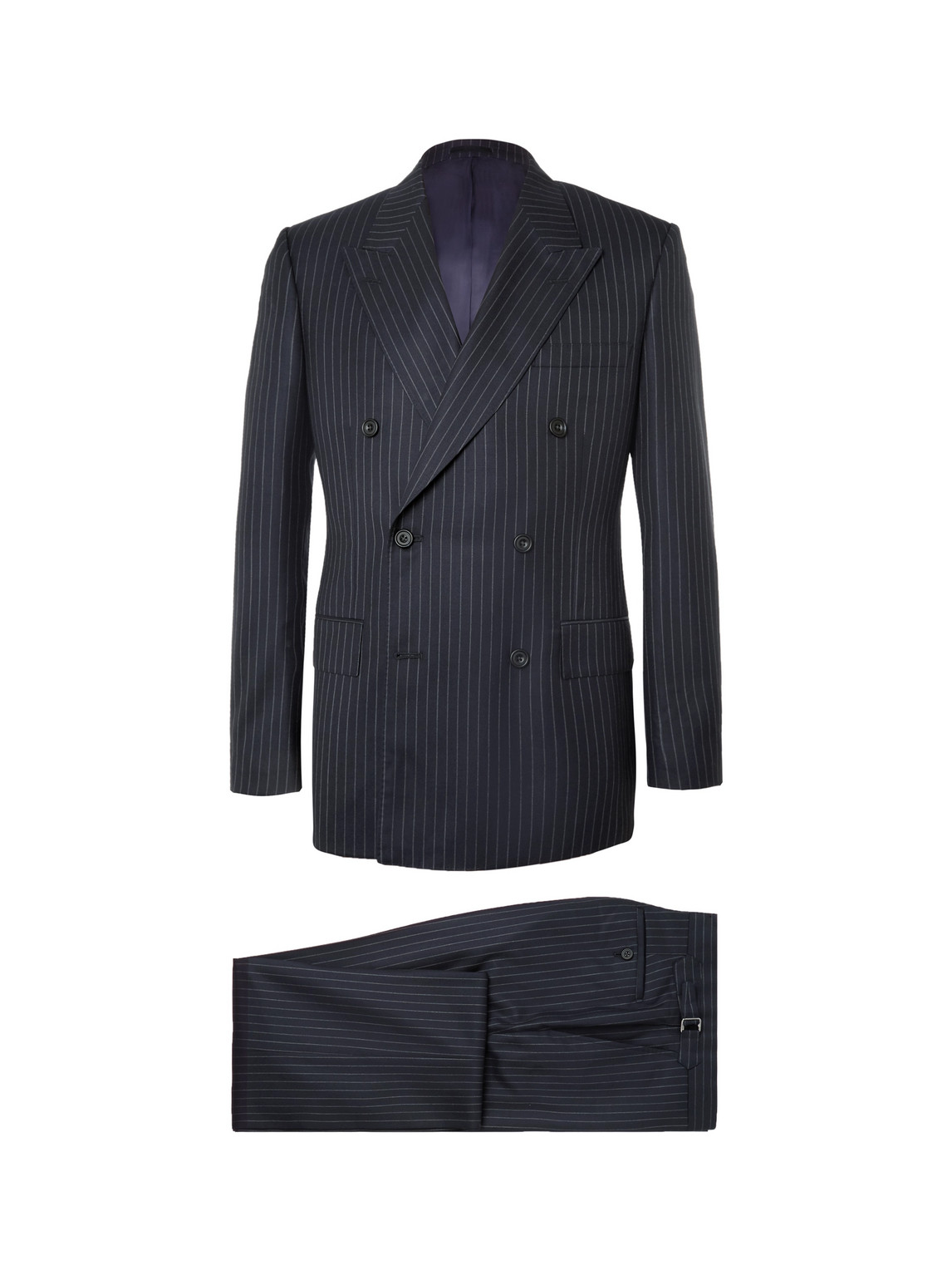 Kingsman Harry's Navy Pinstriped Super 120s Wool Suit In Blue