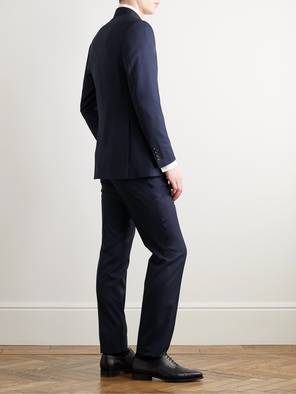 Shop Kingsman Harry's Navy Super 120s Wool Suit In Blue