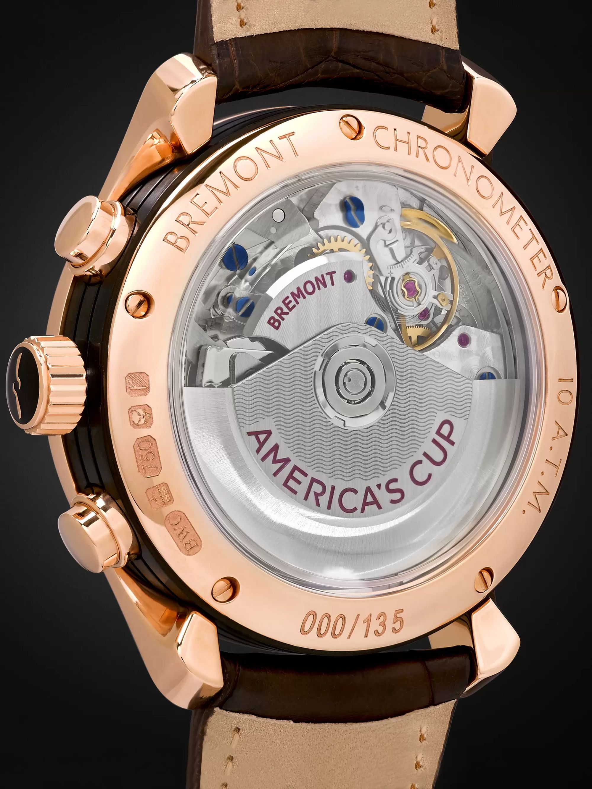 BREMONT America's Cup Regatta Automatic Chronograph 43mm Rose Gold and Alligator Watch, Ref. No. AC-R/RG