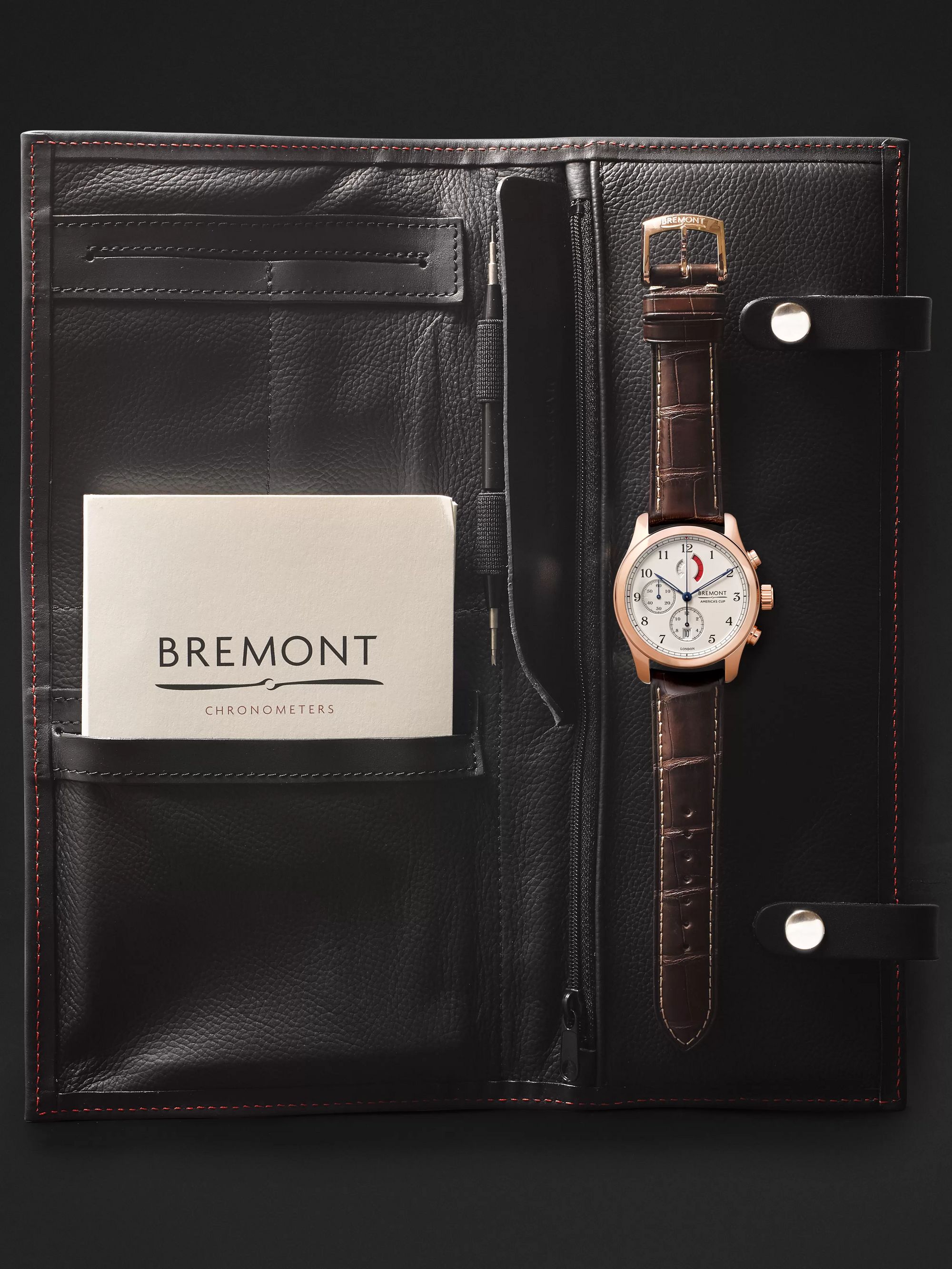 BREMONT America's Cup Regatta Automatic Chronograph 43mm Rose Gold and Alligator Watch, Ref. No. AC-R/RG