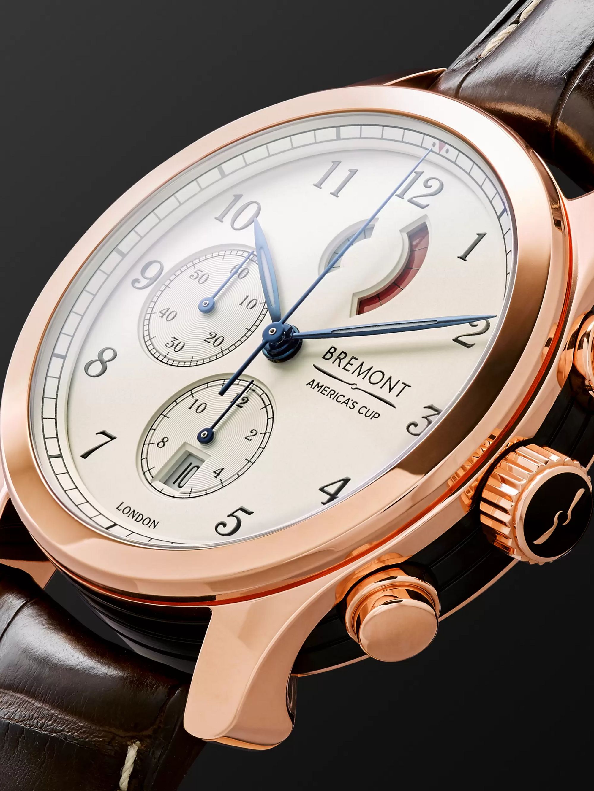 BREMONT America's Cup Regatta Automatic Chronograph 43mm Rose Gold and Alligator Watch, Ref. No. AC-R/RG