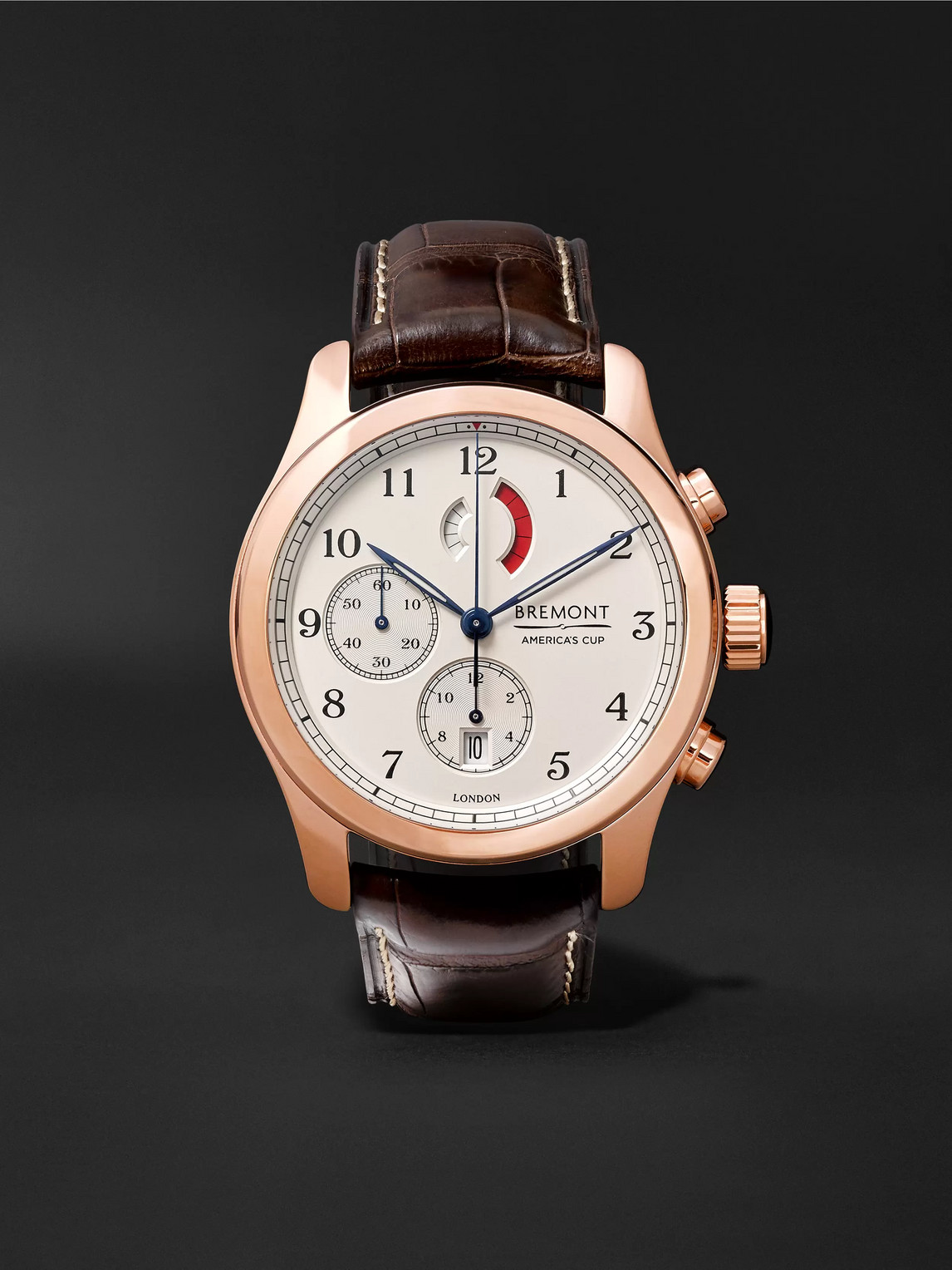 America's Cup Regatta Automatic Chronograph 43mm Rose Gold and Alligator Watch, Ref. No. AC-R/RG