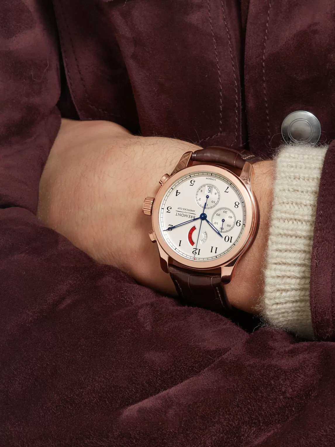 America's Cup Regatta Automatic Chronograph 43mm Rose Gold and Alligator Watch, Ref. No. AC-R/RG — 2