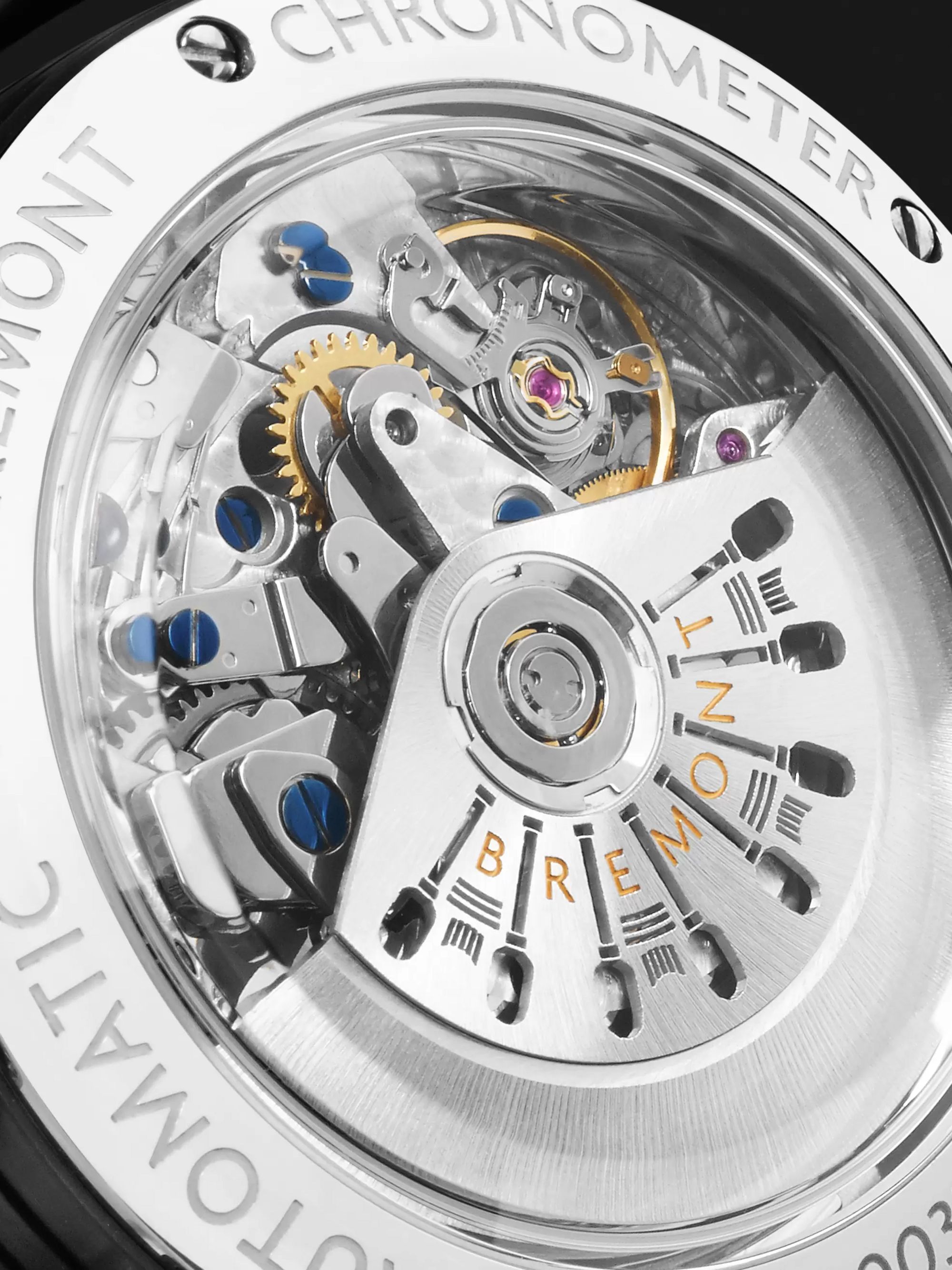 BREMONT ALT1-C Polished Black Automatic Chronograph 43mm Stainless Steel and Alligator Watch, Ref. No. ALT1-C-P-BK-R-S