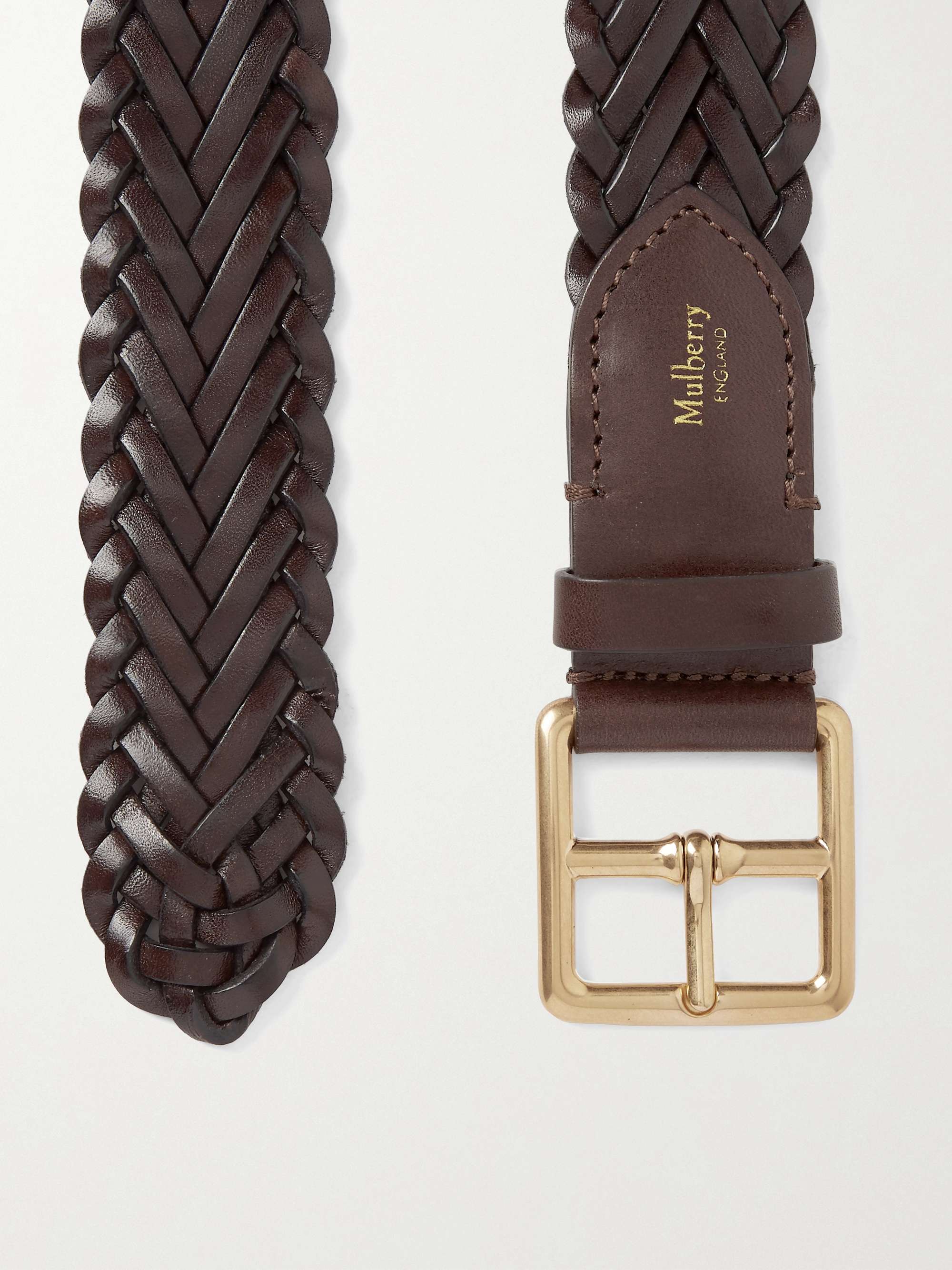 4cm Brown Woven Leather Belt