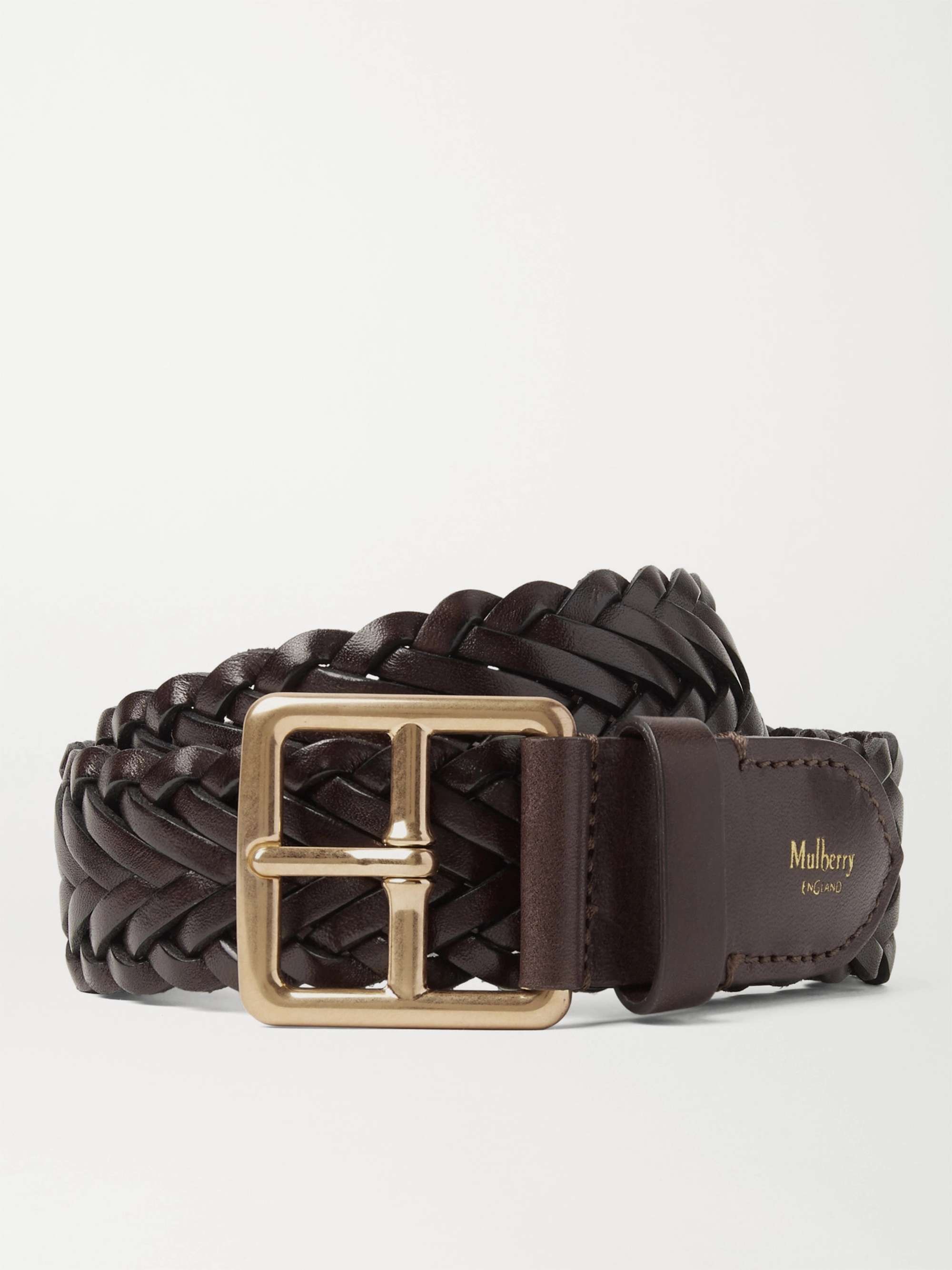 MULBERRY 4cm Brown Woven Leather Belt | MR