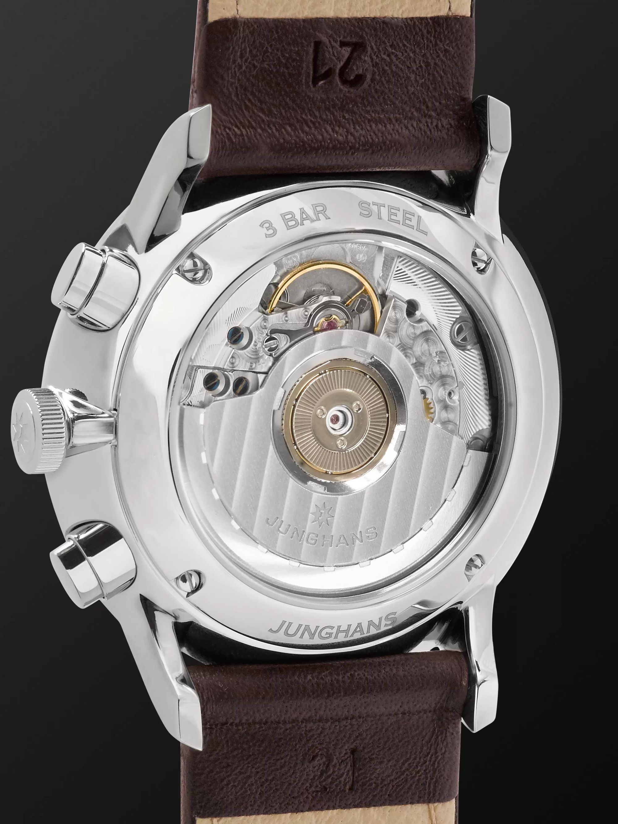 JUNGHANS Meister Driver Automatic Chronoscope 40mm Stainless Steel and Leather Watch, Ref. No. 027/3684.00