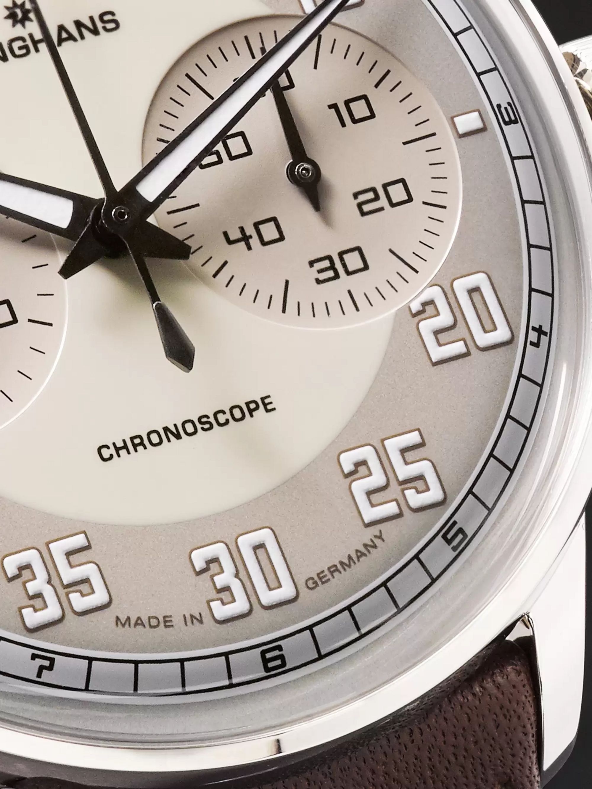 JUNGHANS Meister Driver Automatic Chronoscope 40mm Stainless Steel and Leather Watch, Ref. No. 027/3684.00