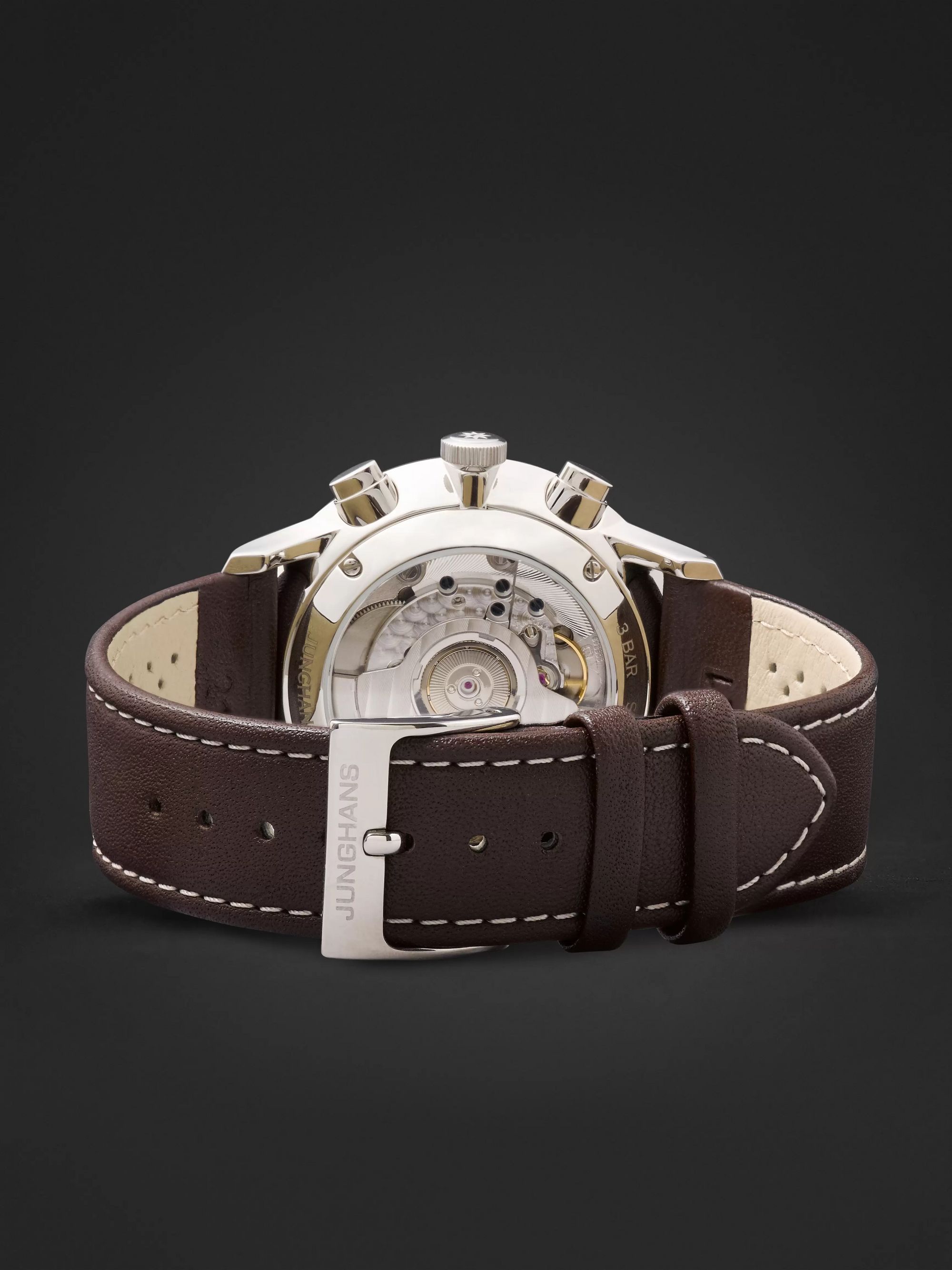 JUNGHANS Meister Driver Automatic Chronoscope 40mm Stainless Steel and Leather Watch, Ref. No. 027/3684.00