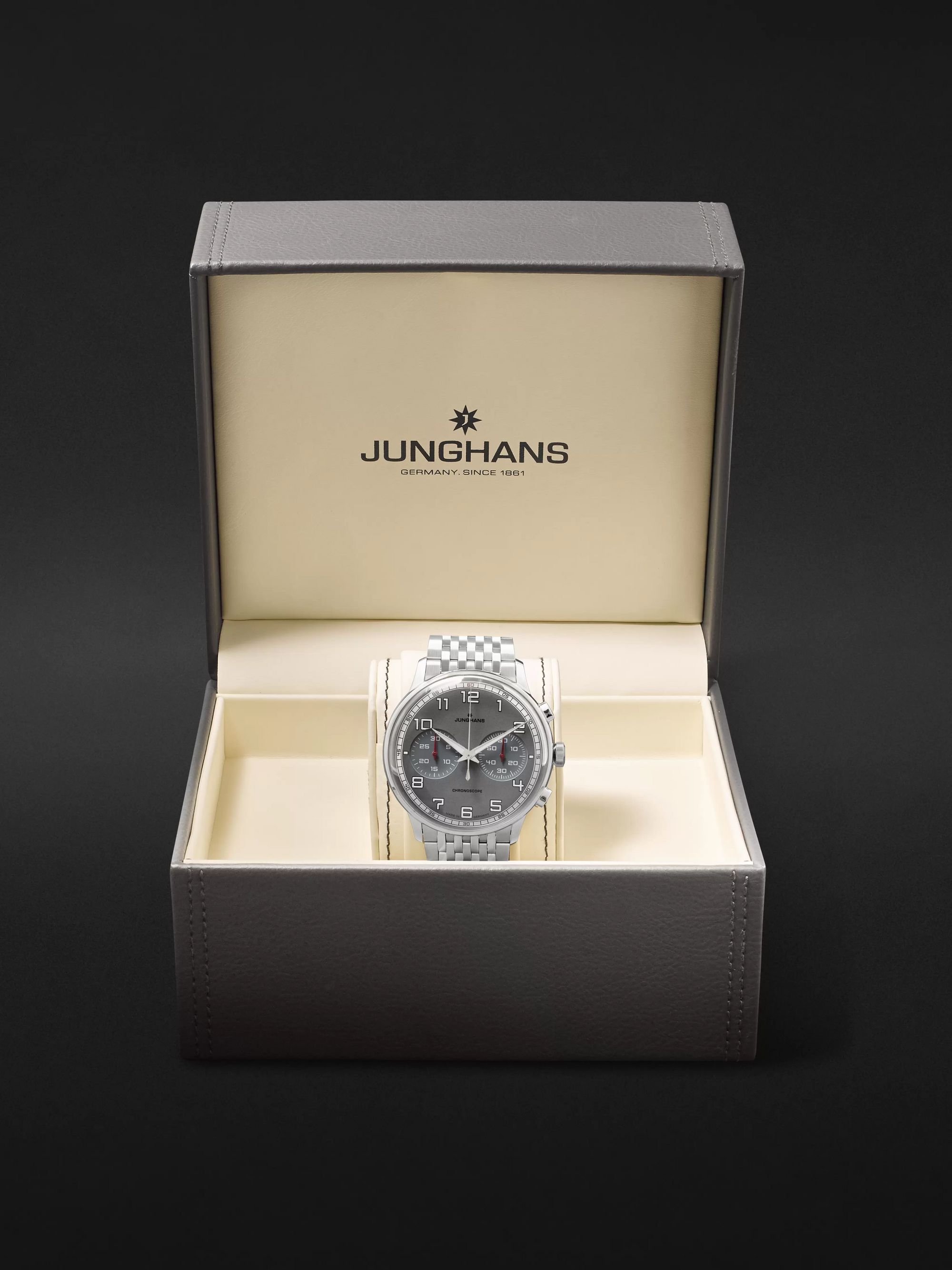 JUNGHANS Meister Driver Chronoscope Automatic 40mm Stainless Steel Watch, Ref. No. 027/3686.44
