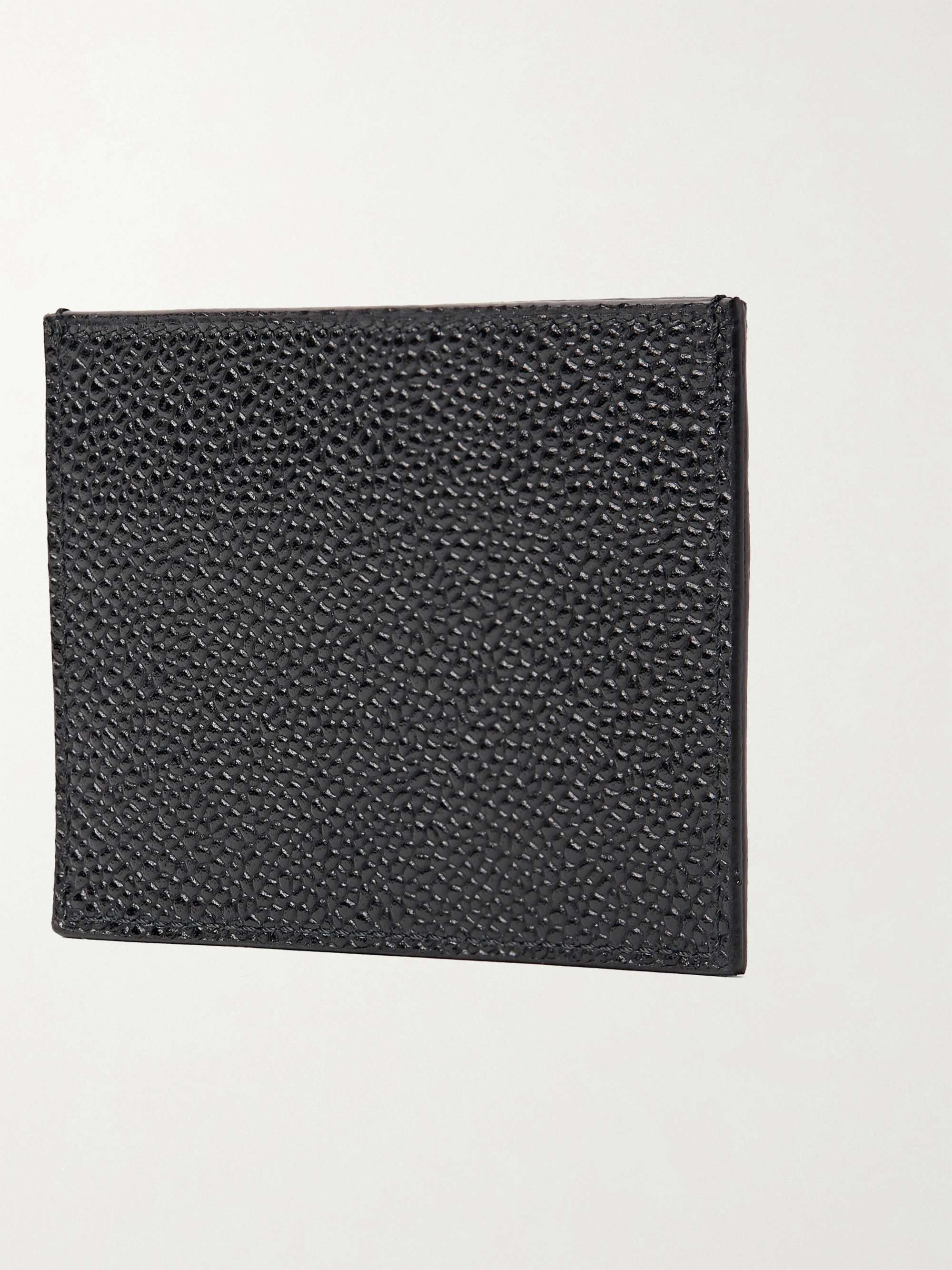 THOM BROWNE Striped Grosgrain-Trimmed Pebble-Grain Leather Cardholder