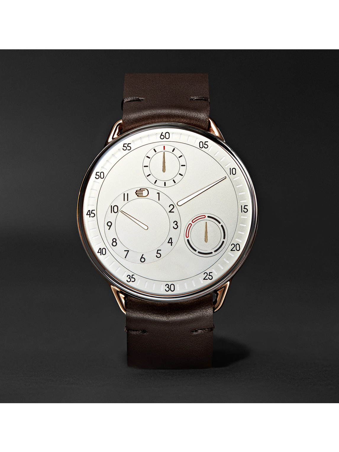 Ressence Type 1 Mrp 42mm Rose Gold, Titanium And Leather Watch, Ref. No. Type 1rg In White