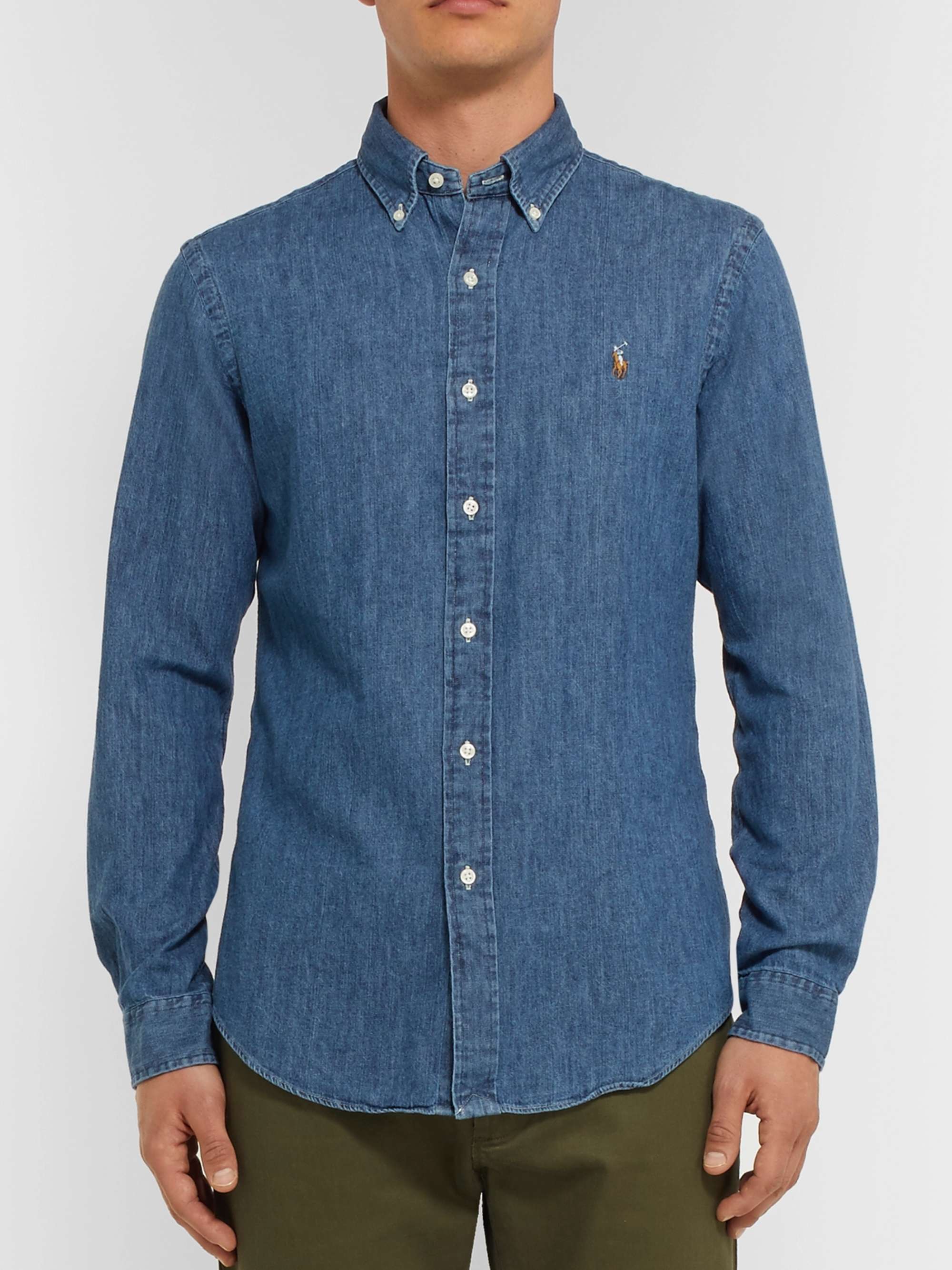 POLO RALPH LAUREN Slim-Fit Button-Down Collar Washed-Denim Shirt | MR PORTER