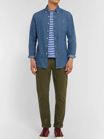 denim polo shirt