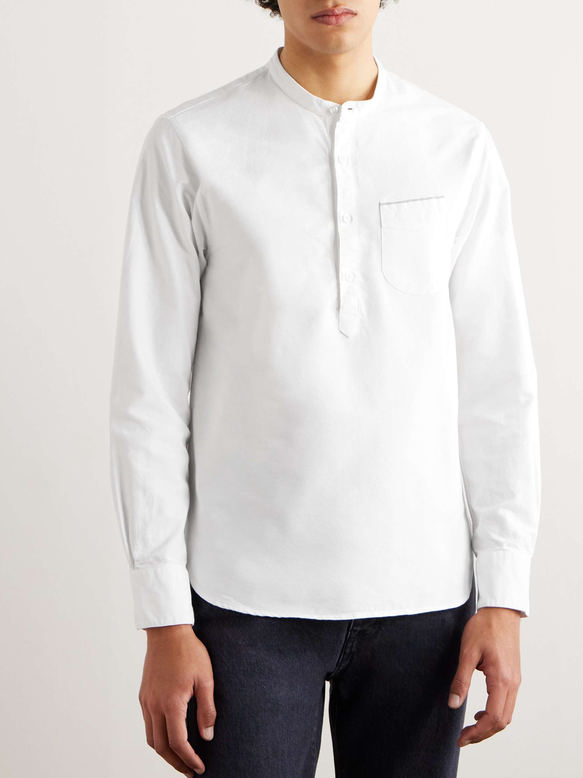 OFFICINE GÉNÉRALE Camicia in cotone Oxford con collo alla coreana Auguste