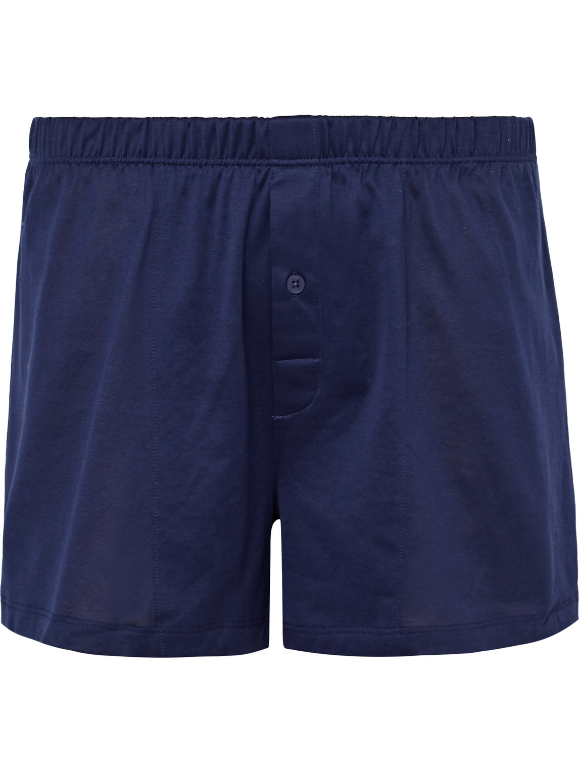 Shop Hanro Sporty Mercerised Cotton Boxer Shorts In Blue