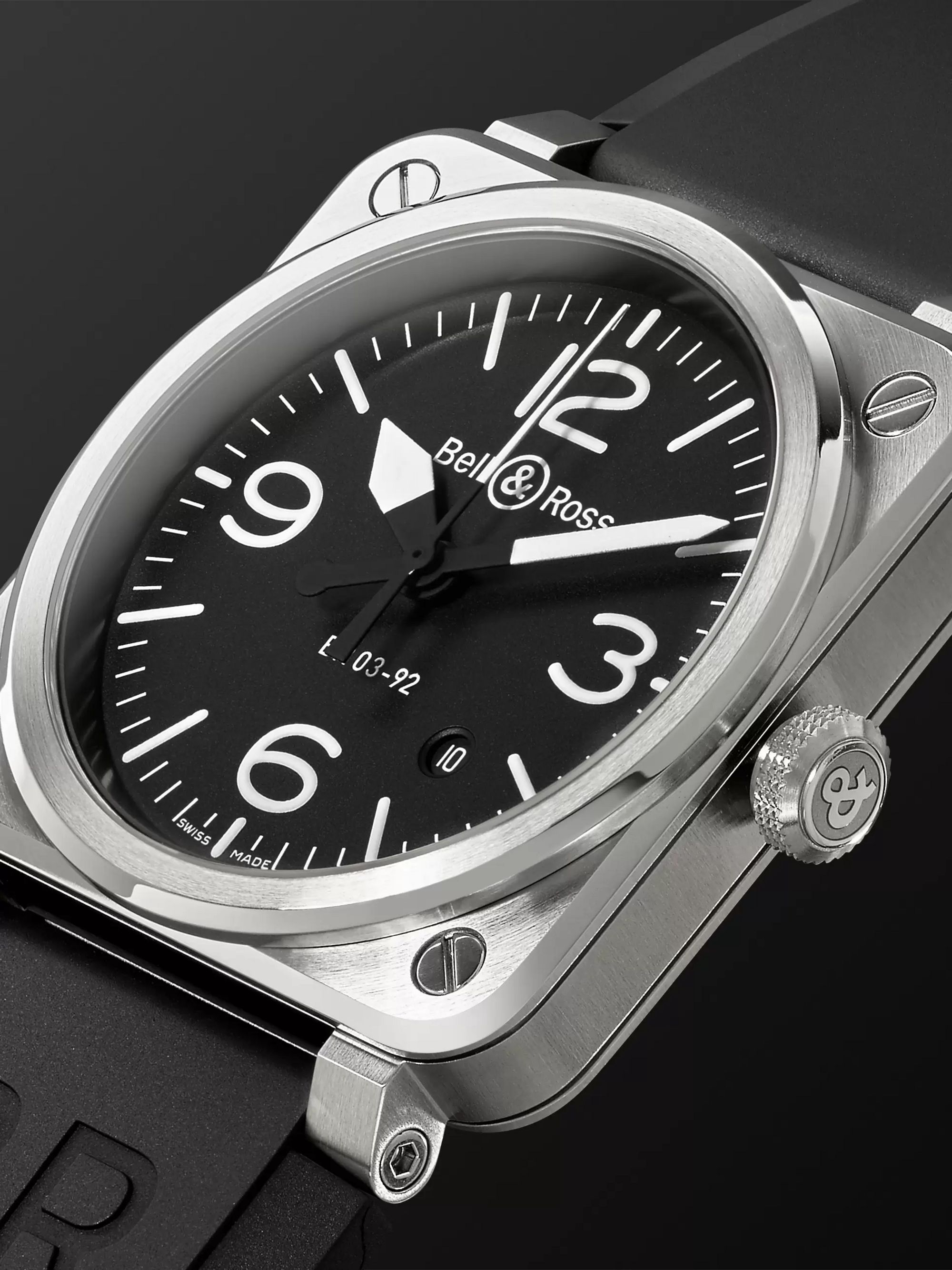 BELL & ROSS BR 03-92 Automatic 42mm Stainless Steel and Rubber Watch