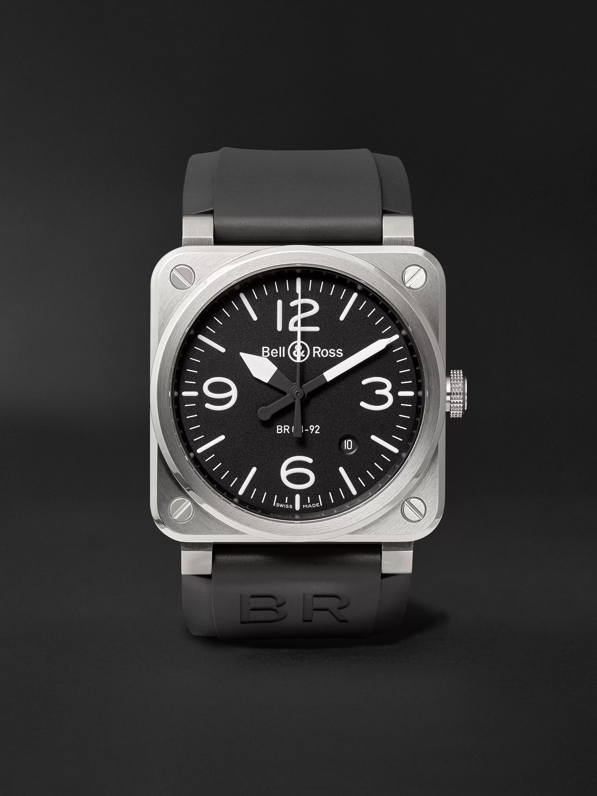 BELL & ROSS BR 03-92 Automatic 42mm Stainless Steel and Rubber Watch