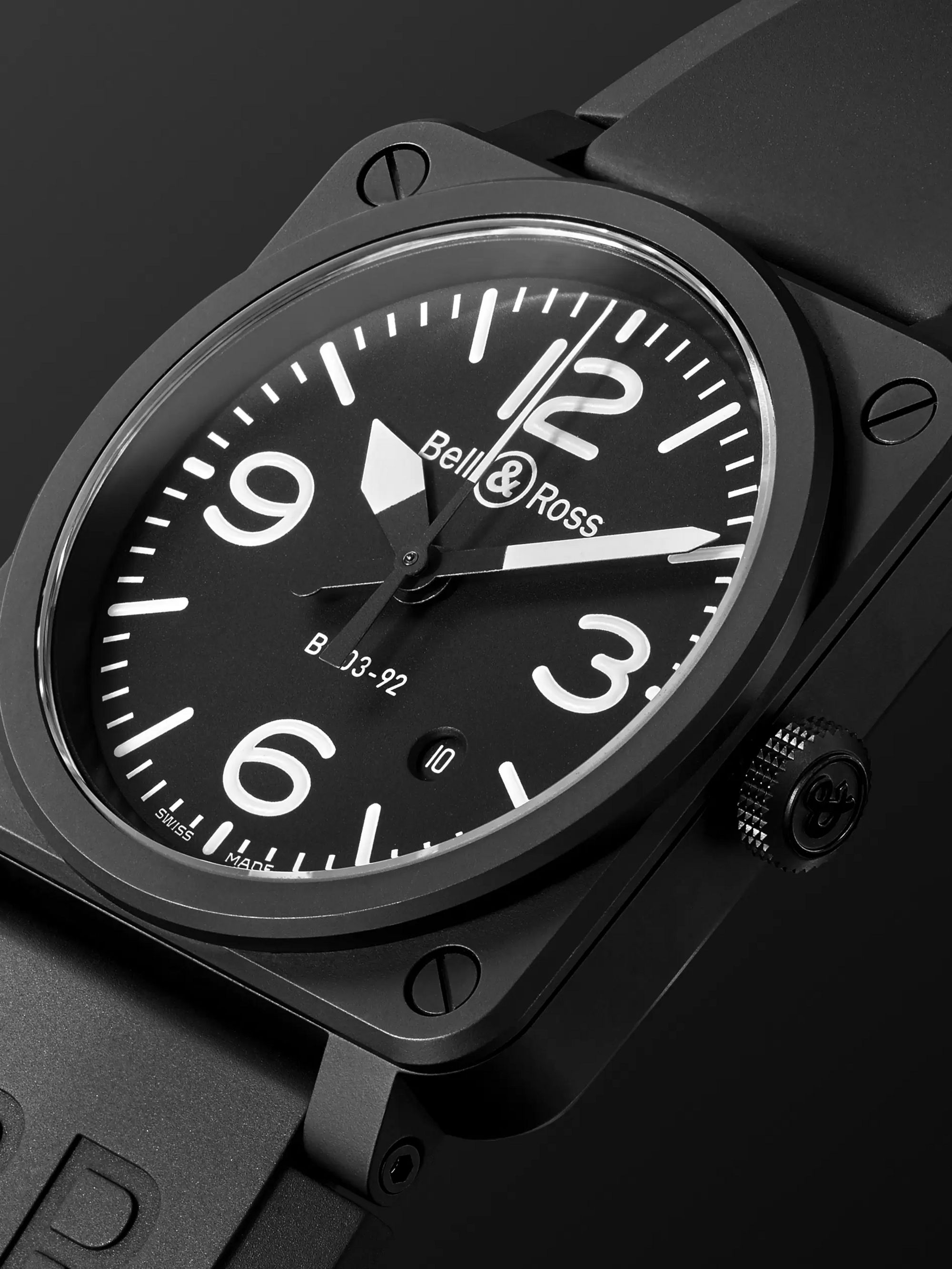 BELL & ROSS BR 03-92 Black Matte Automatic 42mm Ceramic and Rubber Watch, Ref. No. BR0392‐BL‐CE