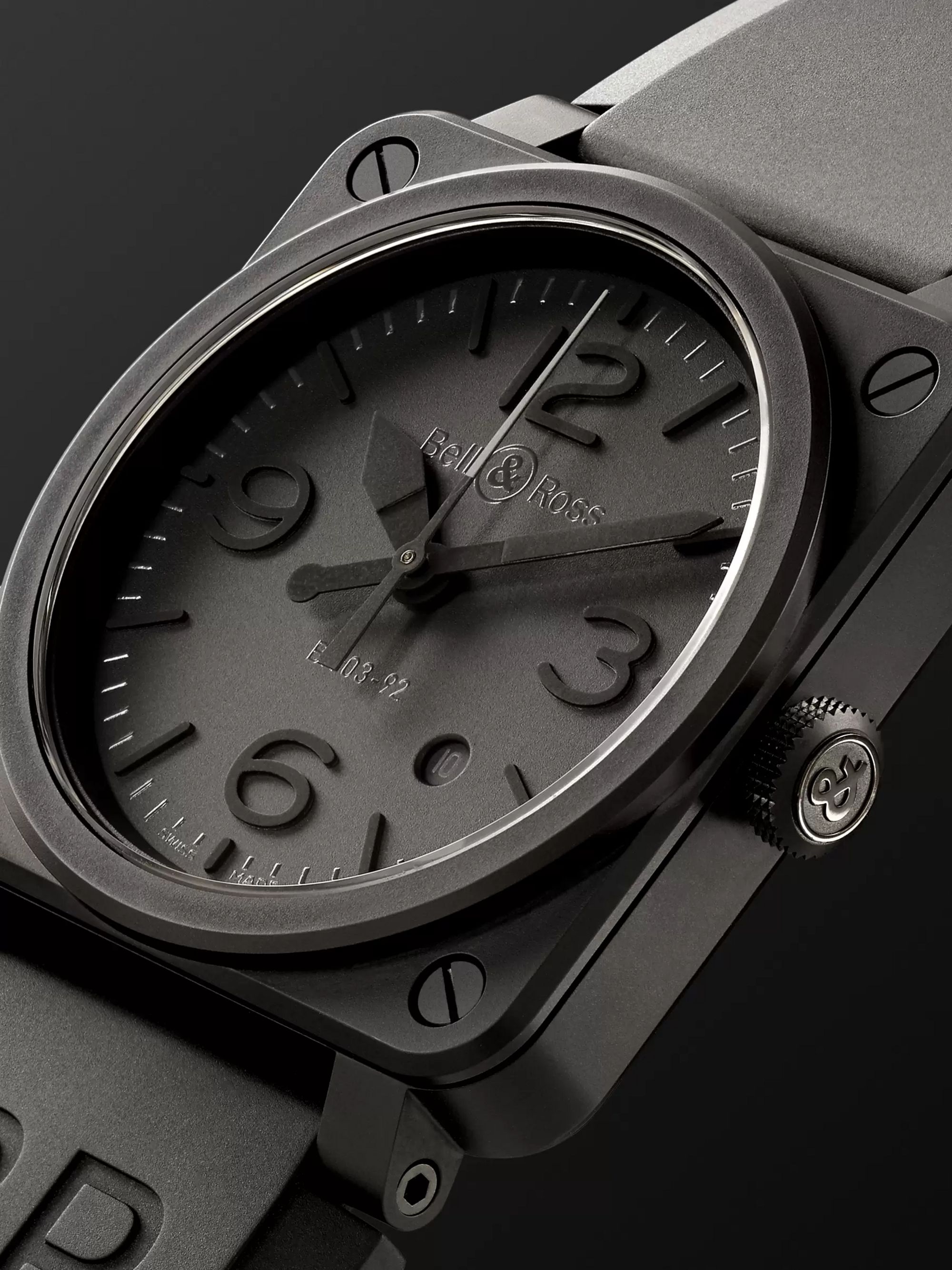 BELL & ROSS Phantom Automatic 42mm Ceramic and Rubber Watch, Ref. No. BR0392‐PHANTOM‐CE