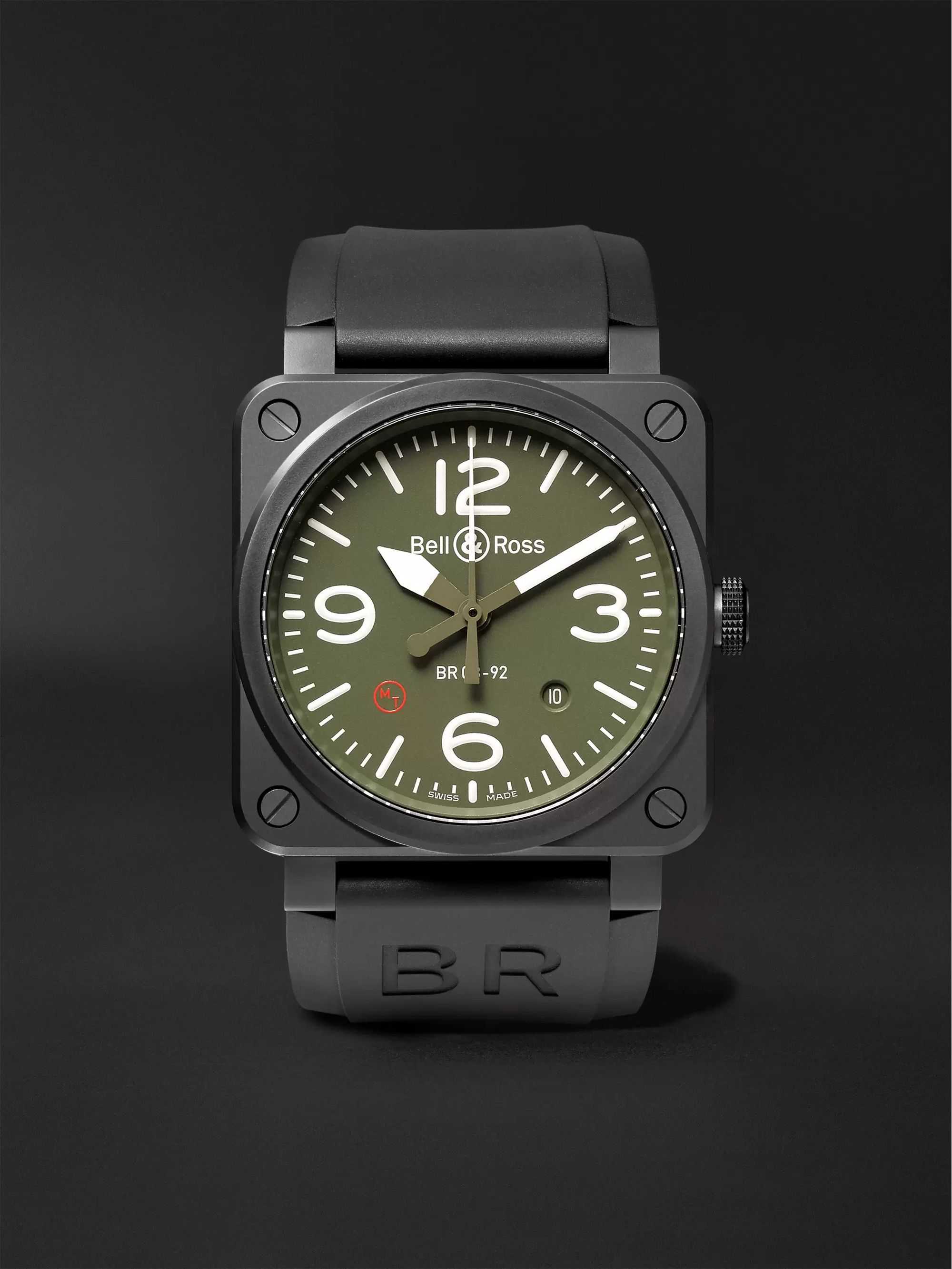 BELL & ROSS BR 03-92 Military Type Automatic 42mm Ceramic and Rubber Watch, Ref. No. BR0392‐MIL-CE