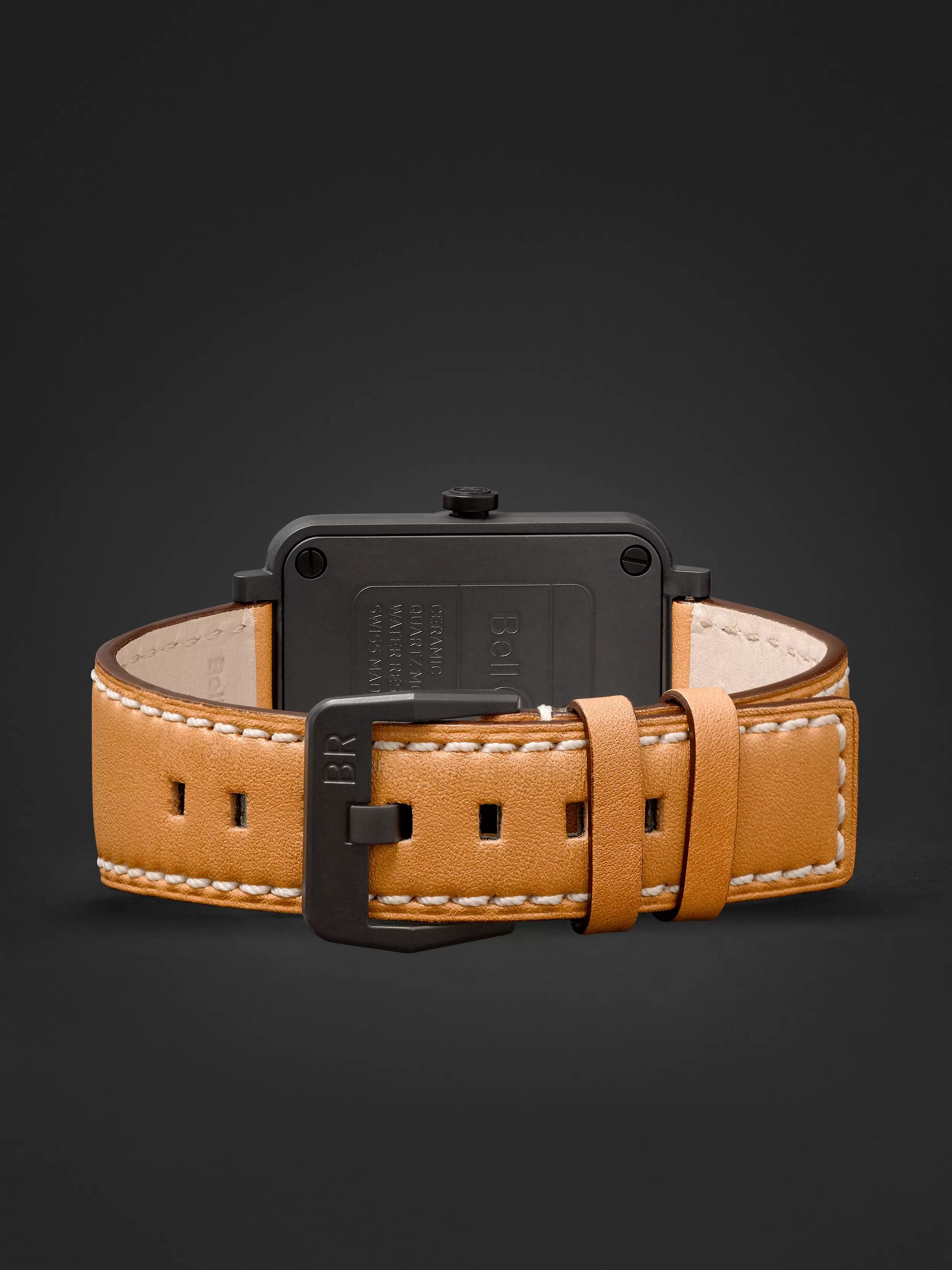 BELL & ROSS BR S Heritage 39mm Ceramic and Leather Watch, Ref. No. BRS‐HERI‐CEM