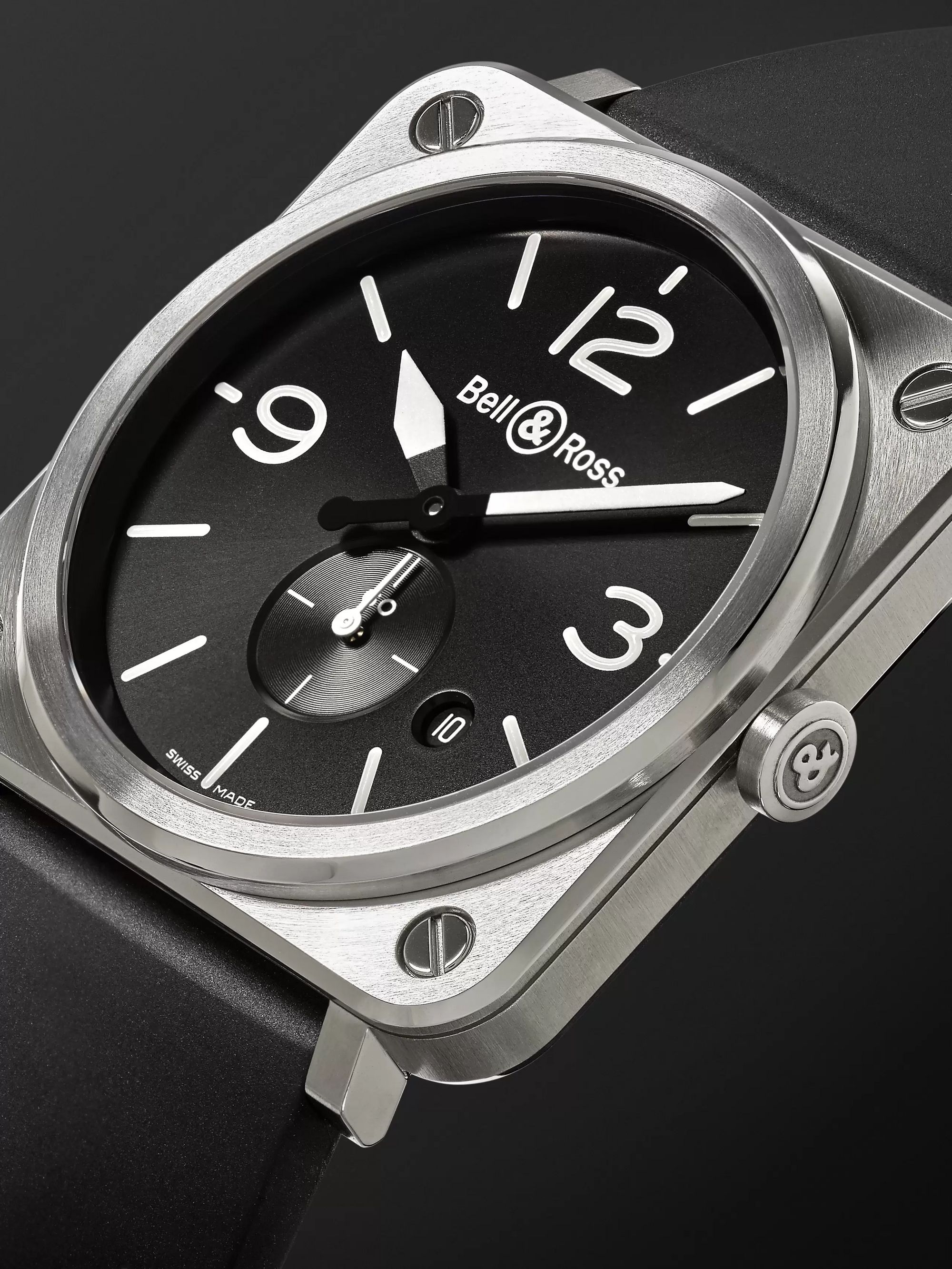 BELL & ROSS BR S 39mm Steel and Rubber Watch, Ref. No. BRS‐BLC‐ST