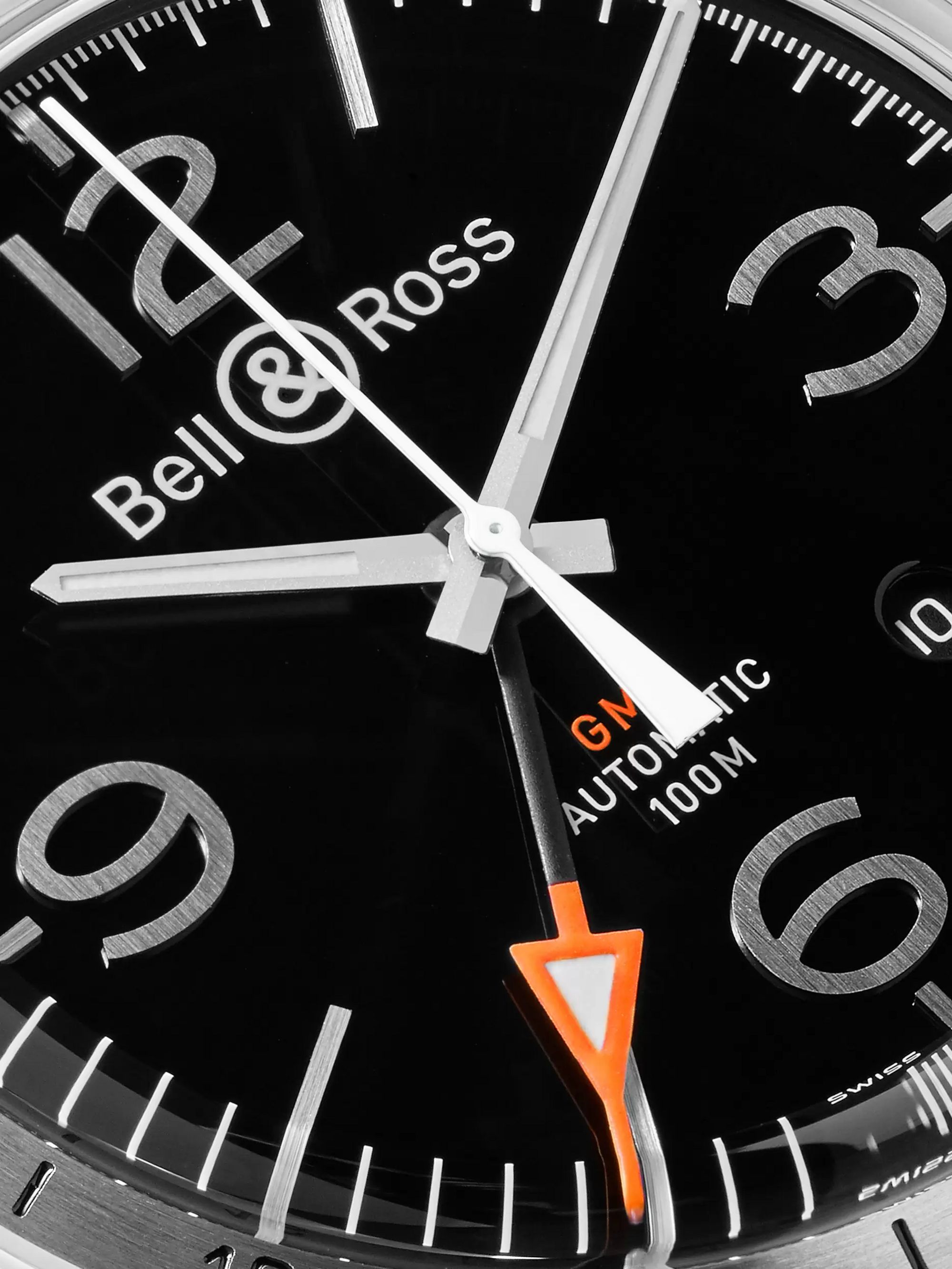 BELL & ROSS BR 123 42mm Steel and Rubber Watch, Ref. No. BRV123-BL-GMT/SRB
