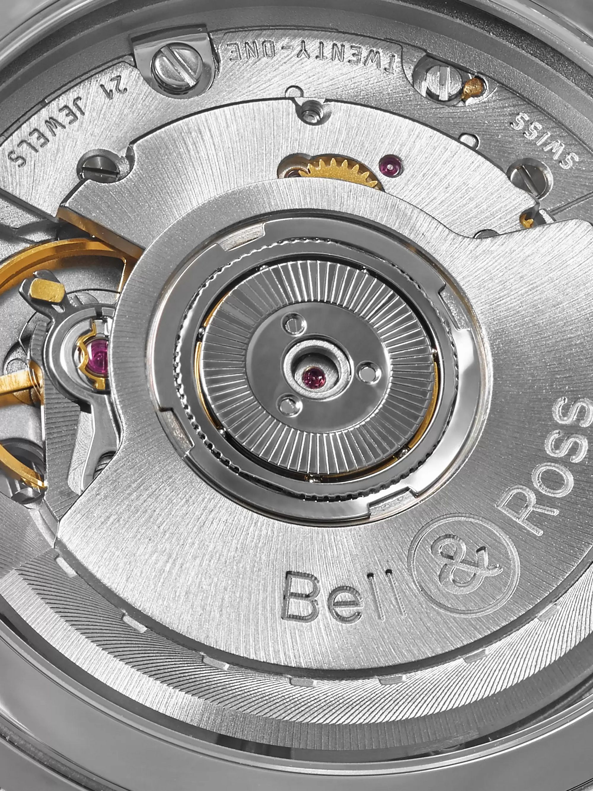 BELL & ROSS BR 123 42mm Steel and Rubber Watch, Ref. No. BRV123-BL-GMT/SRB