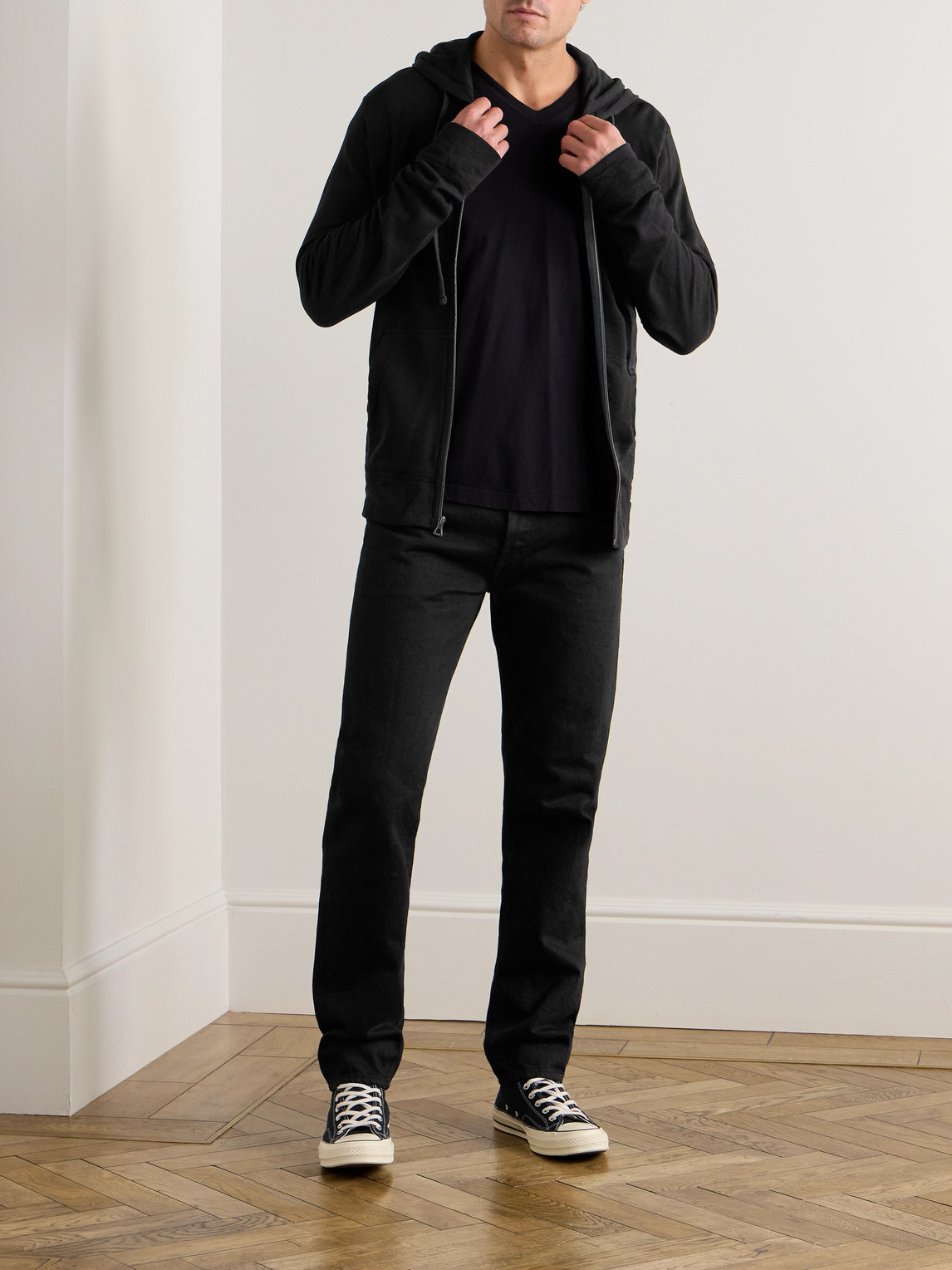 Shop James Perse Supima Cotton-jersey Hoodie In Black