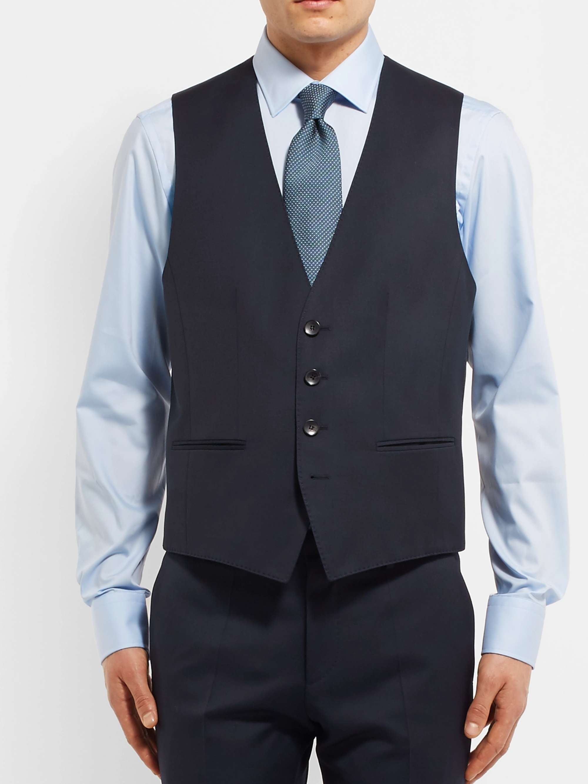 HUGO BOSS Blue Wilson Slim-Fit Super 120s Virgin Wool Waistcoat