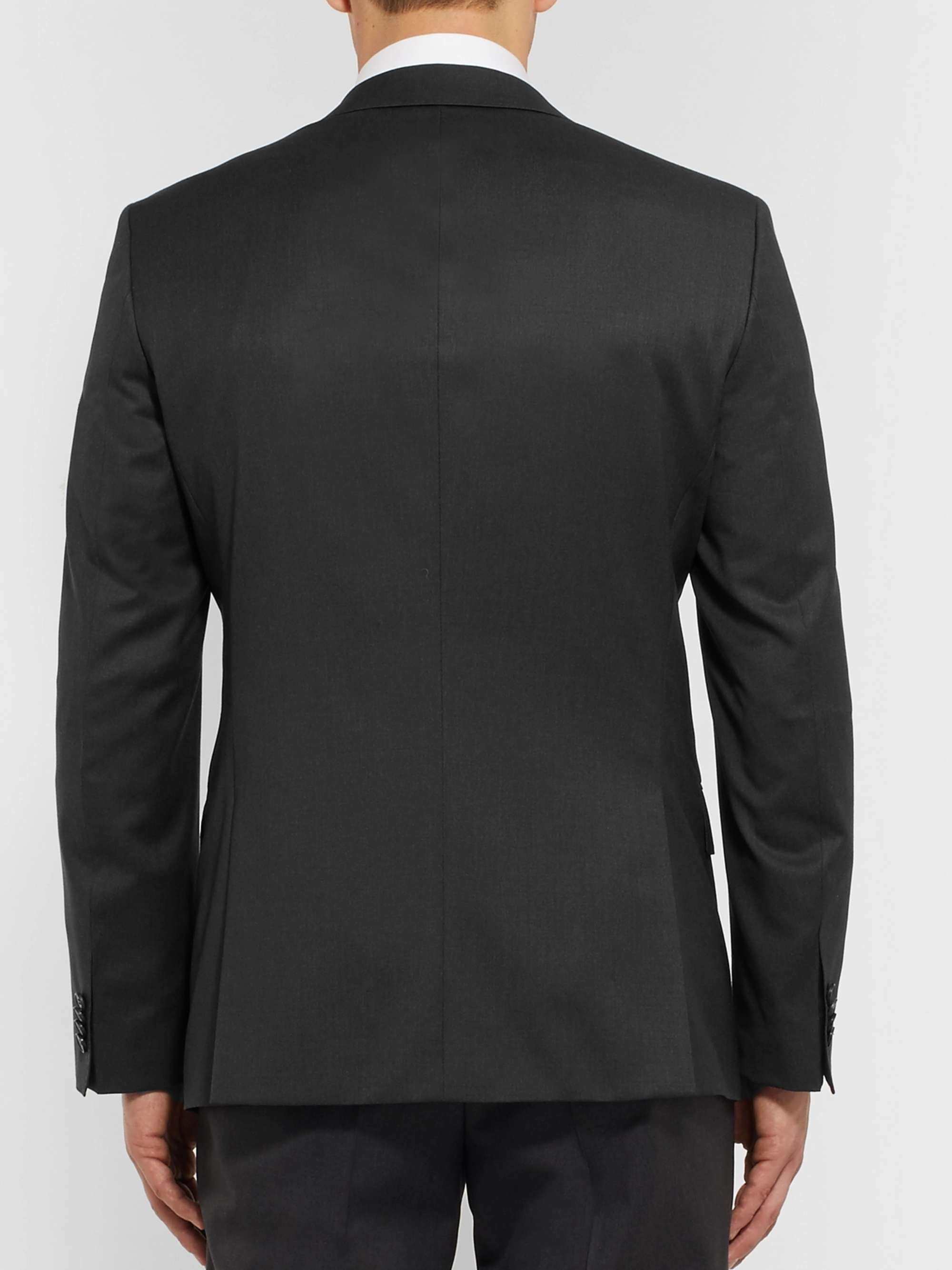 HUGO BOSS Grey Hayes Slim-Fit Super 120s Virgin Wool Suit Jacket for ...