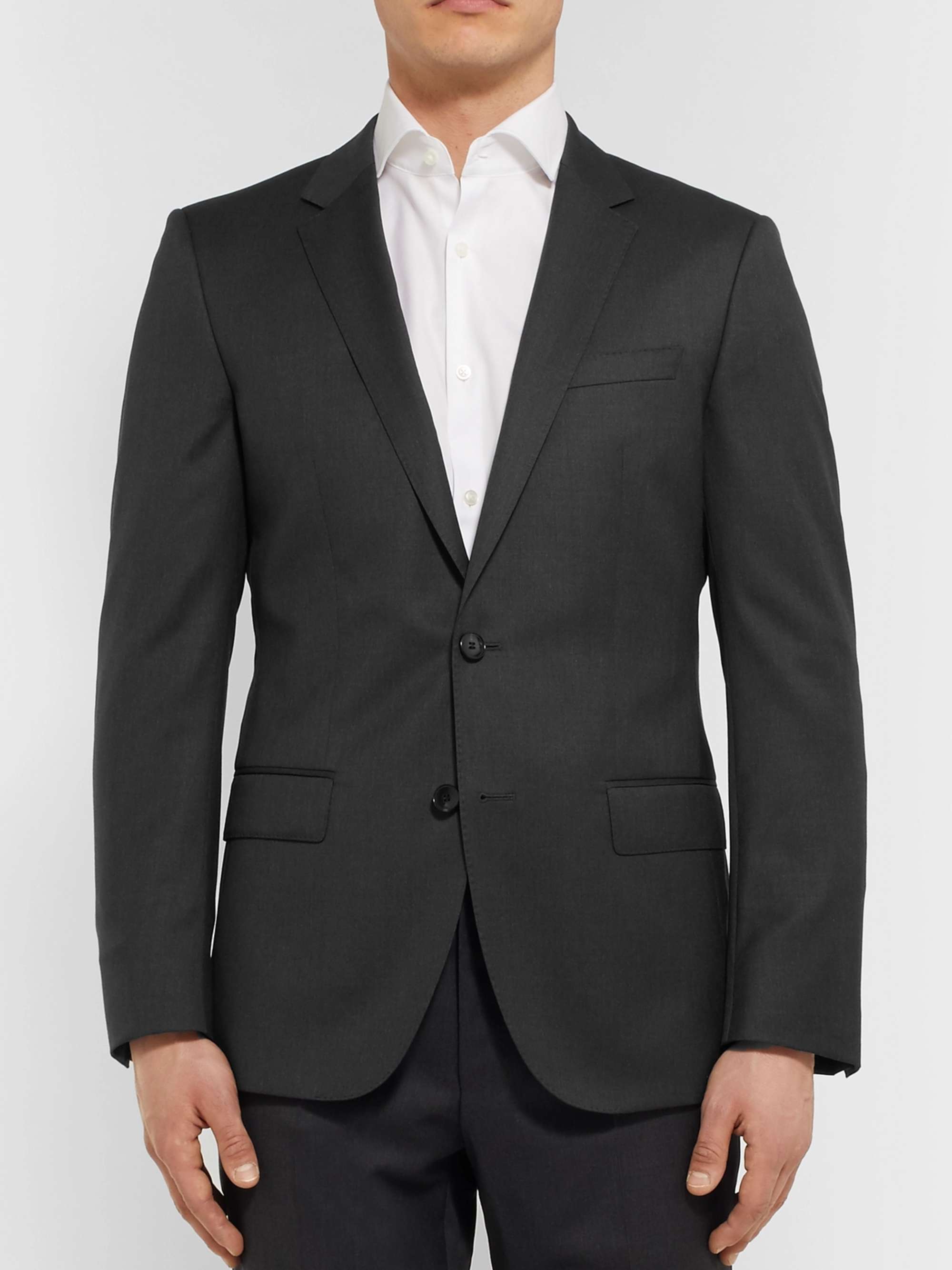HUGO BOSS Grey Hayes Slim-Fit Super 120s Virgin Wool Suit Jacket