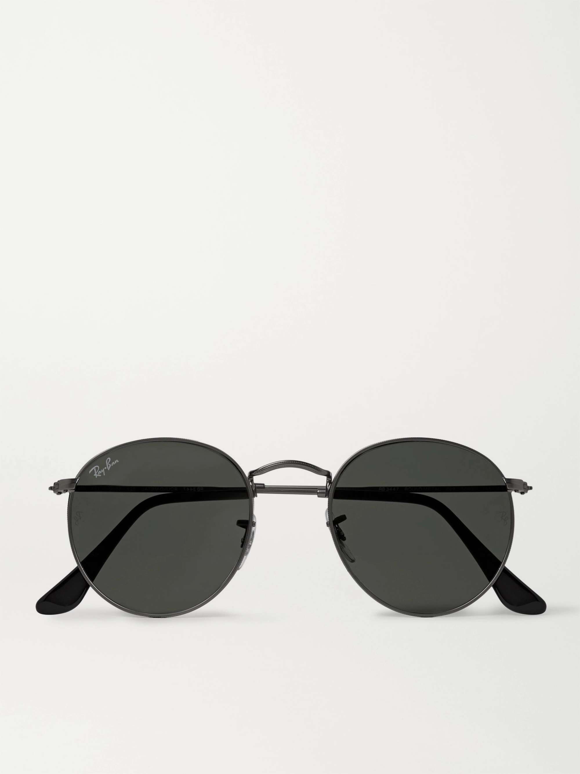 RAY-BAN Round-Frame Gunmetal-Tone Sunglasses | MR PORTER