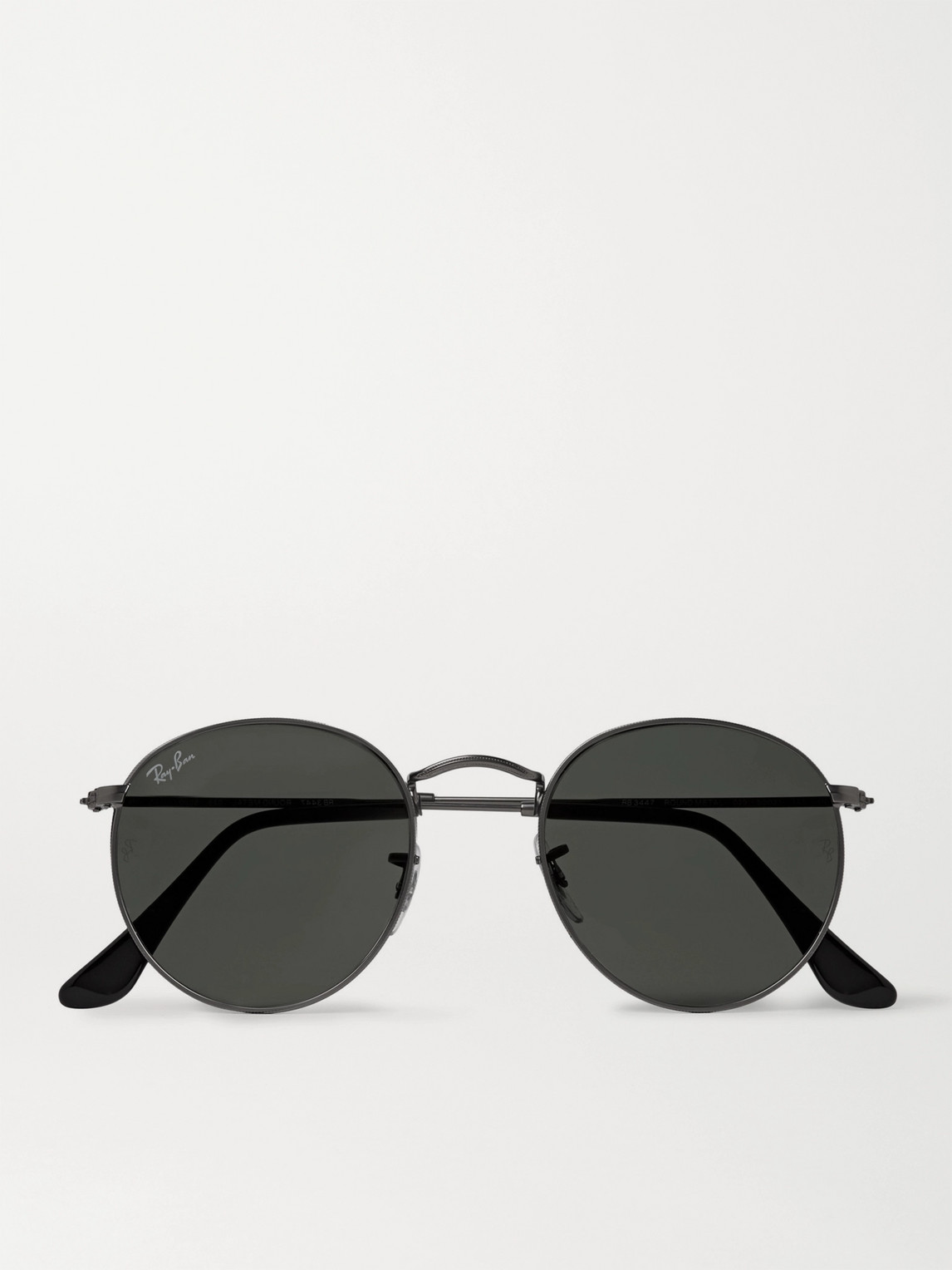 Ray Ban Round-frame Gunmetal-tone Sunglasses In Metallic