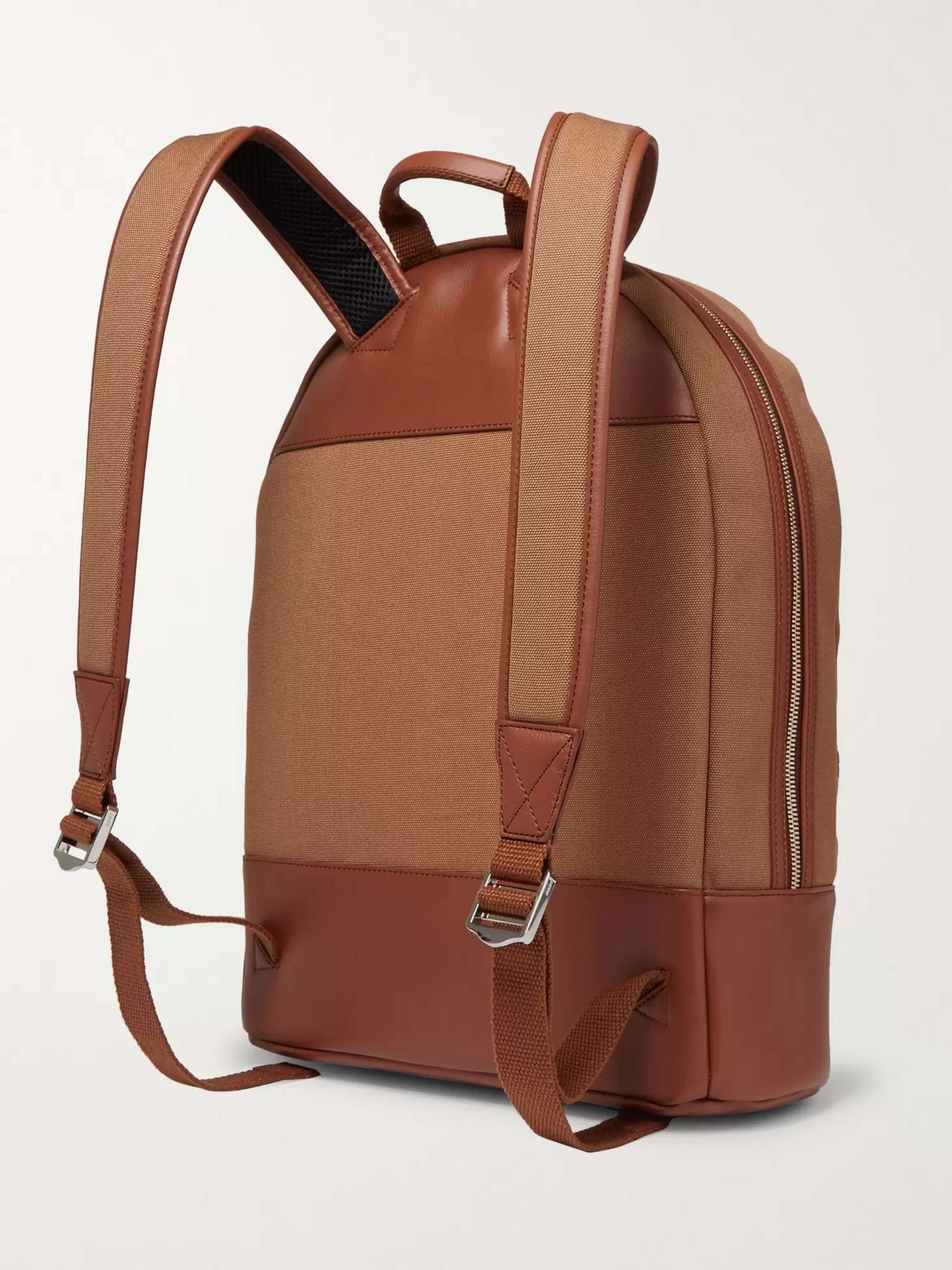 WANT LES ESSENTIELS Kastrup Leather-Trimmed Organic Cotton-Canvas Backpack