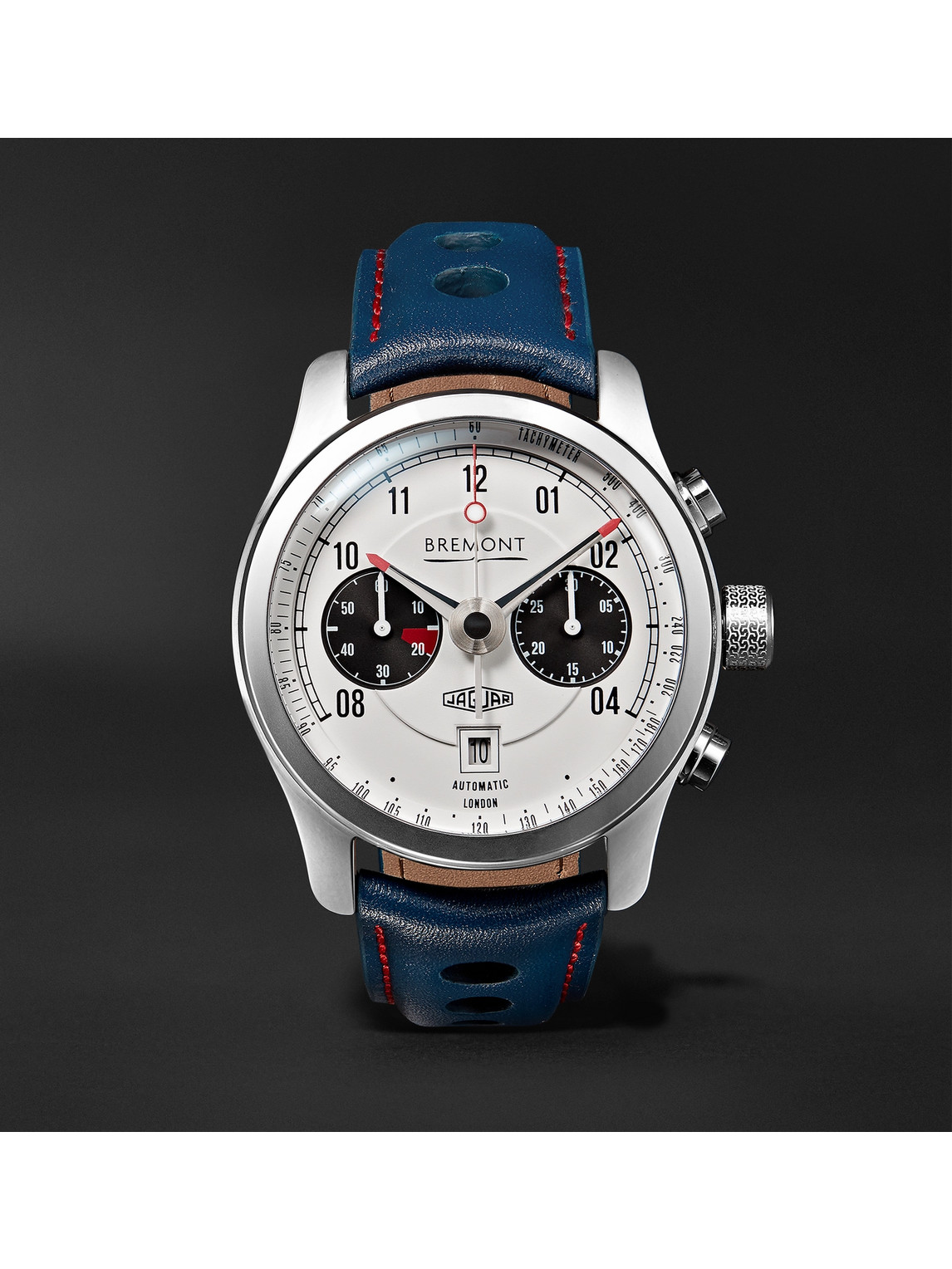 Bremont - Jaguar MKII Automatic Chronograph 43mm Stainless Steel and Leather Watch, Ref. No. J-MKII-WH-R-S - Men - White