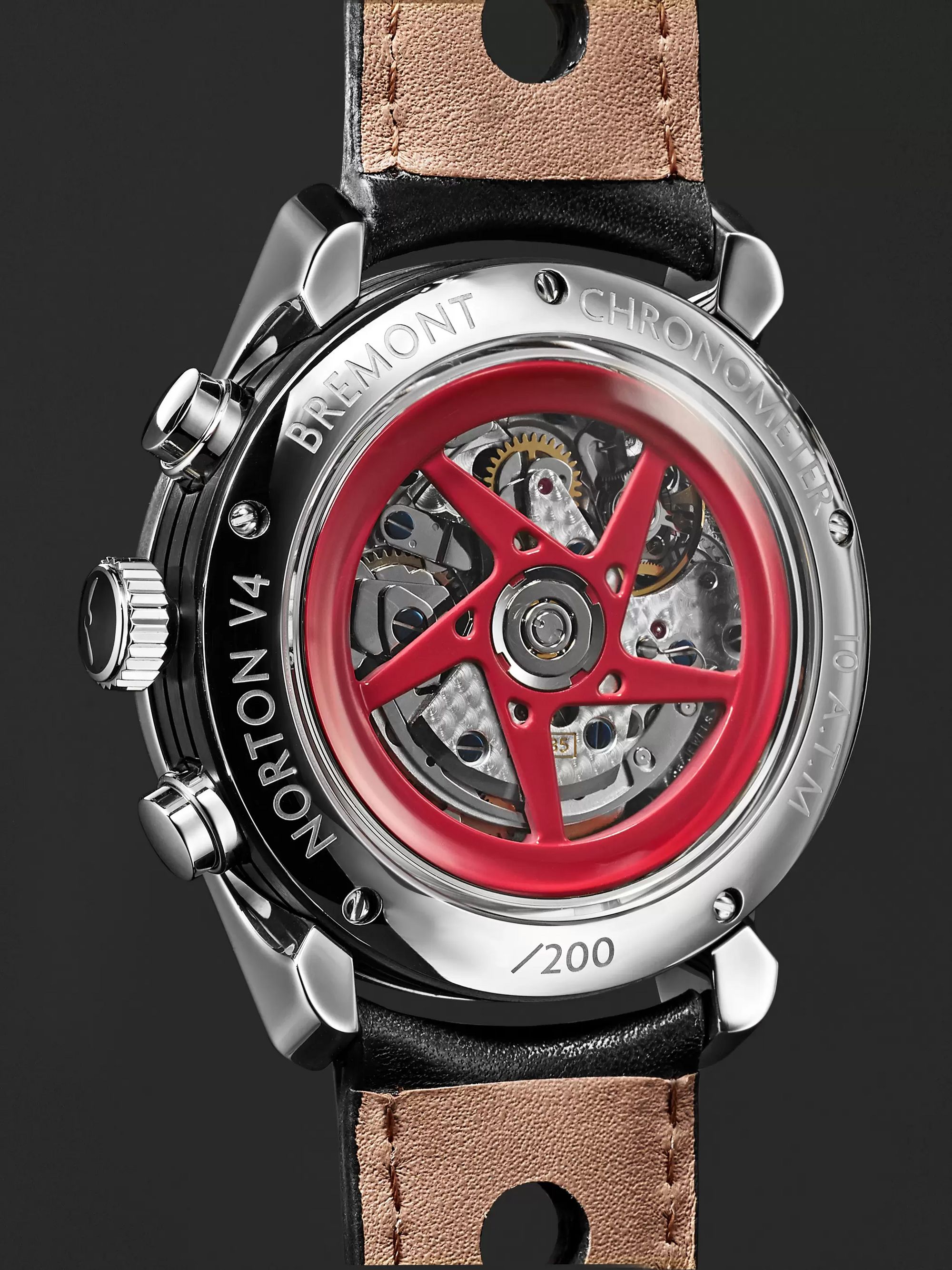 BREMONT Norton V4/RR Limited Edition Automatic Chronometer 43mm Stainless Steel and Leather Watch