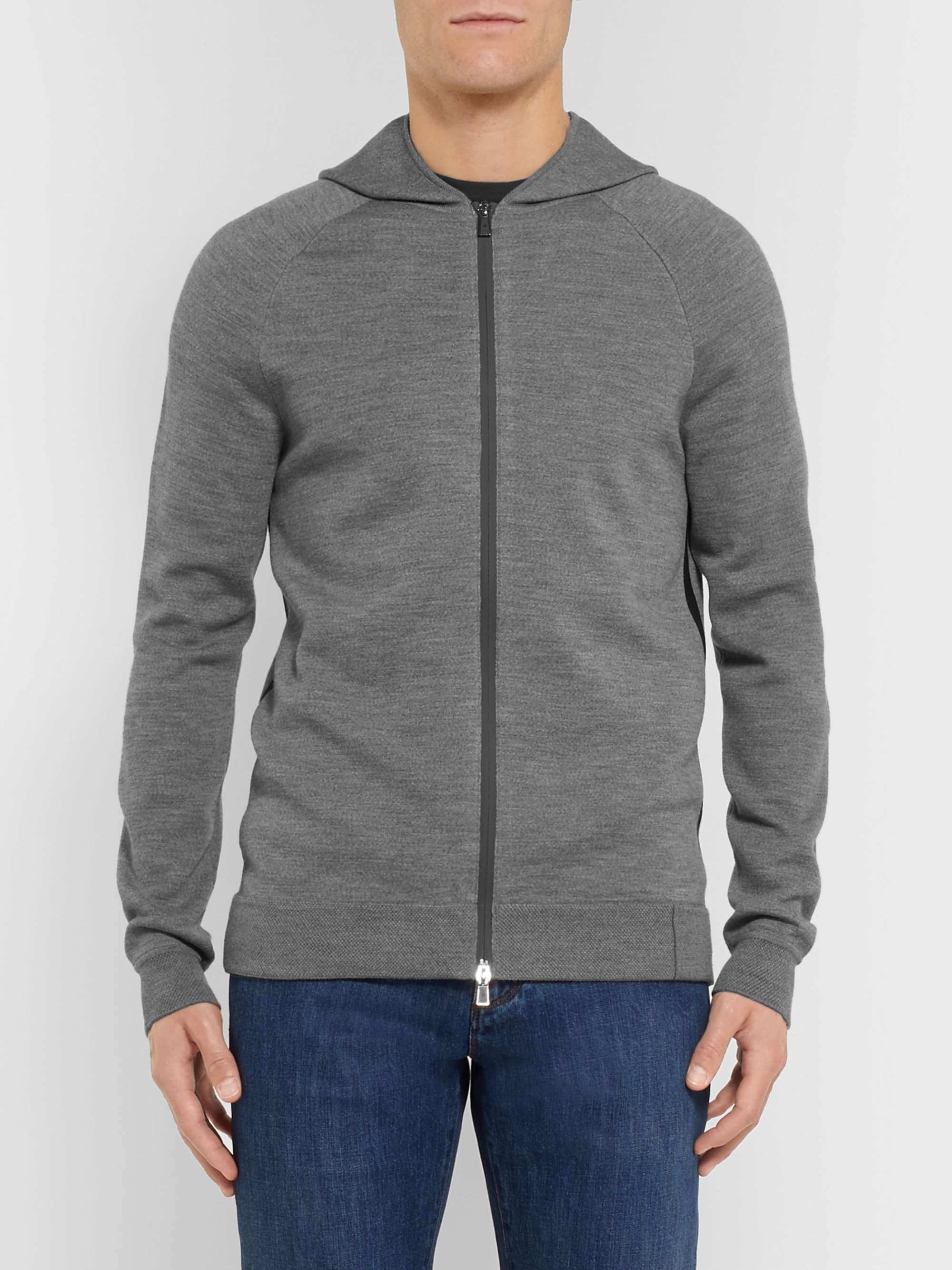 LORO PIANA Mélange Virgin Wool-Blend Zip-Up Hoodie