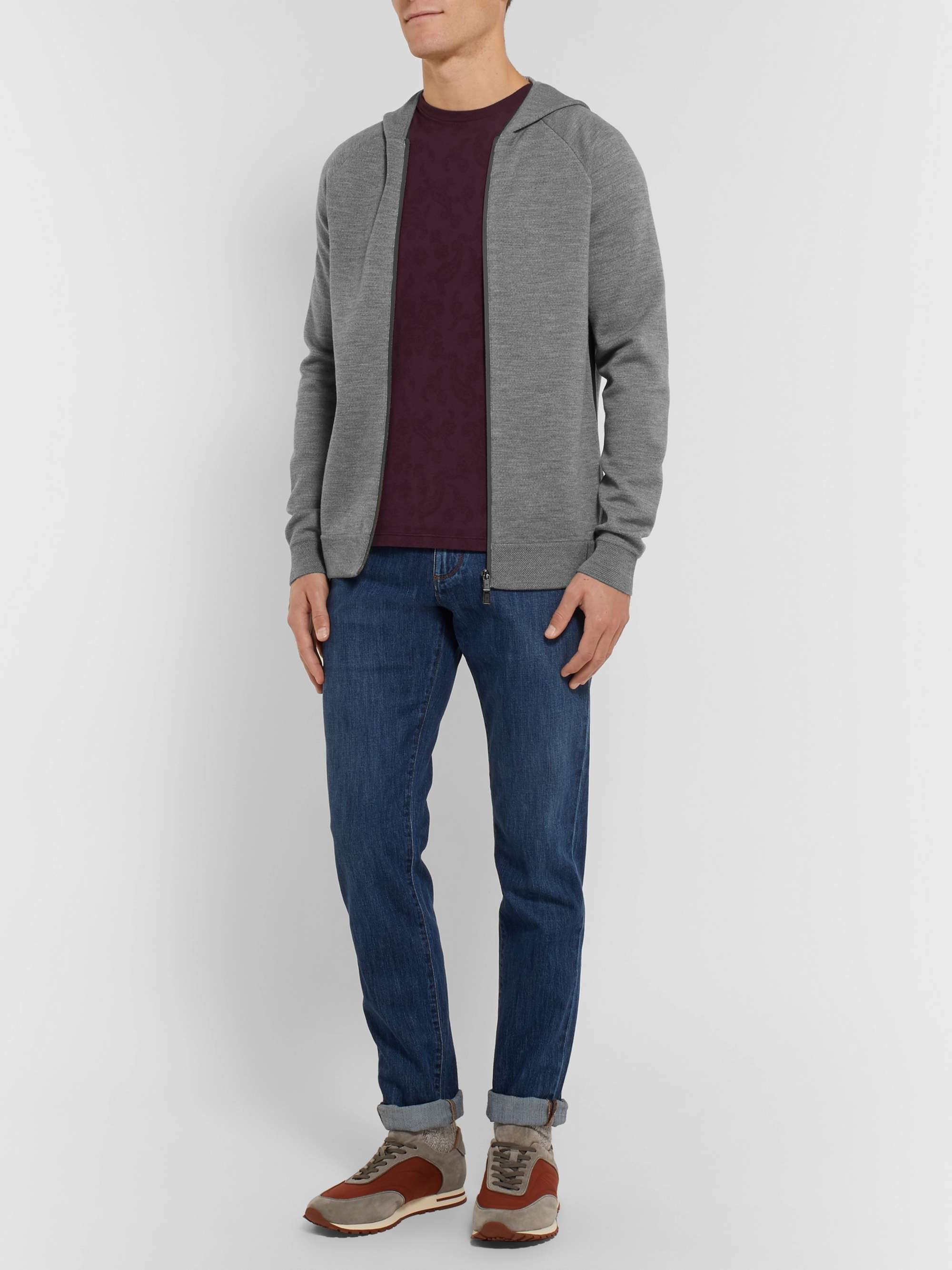 LORO PIANA Mélange Virgin Wool-Blend Zip-Up Hoodie